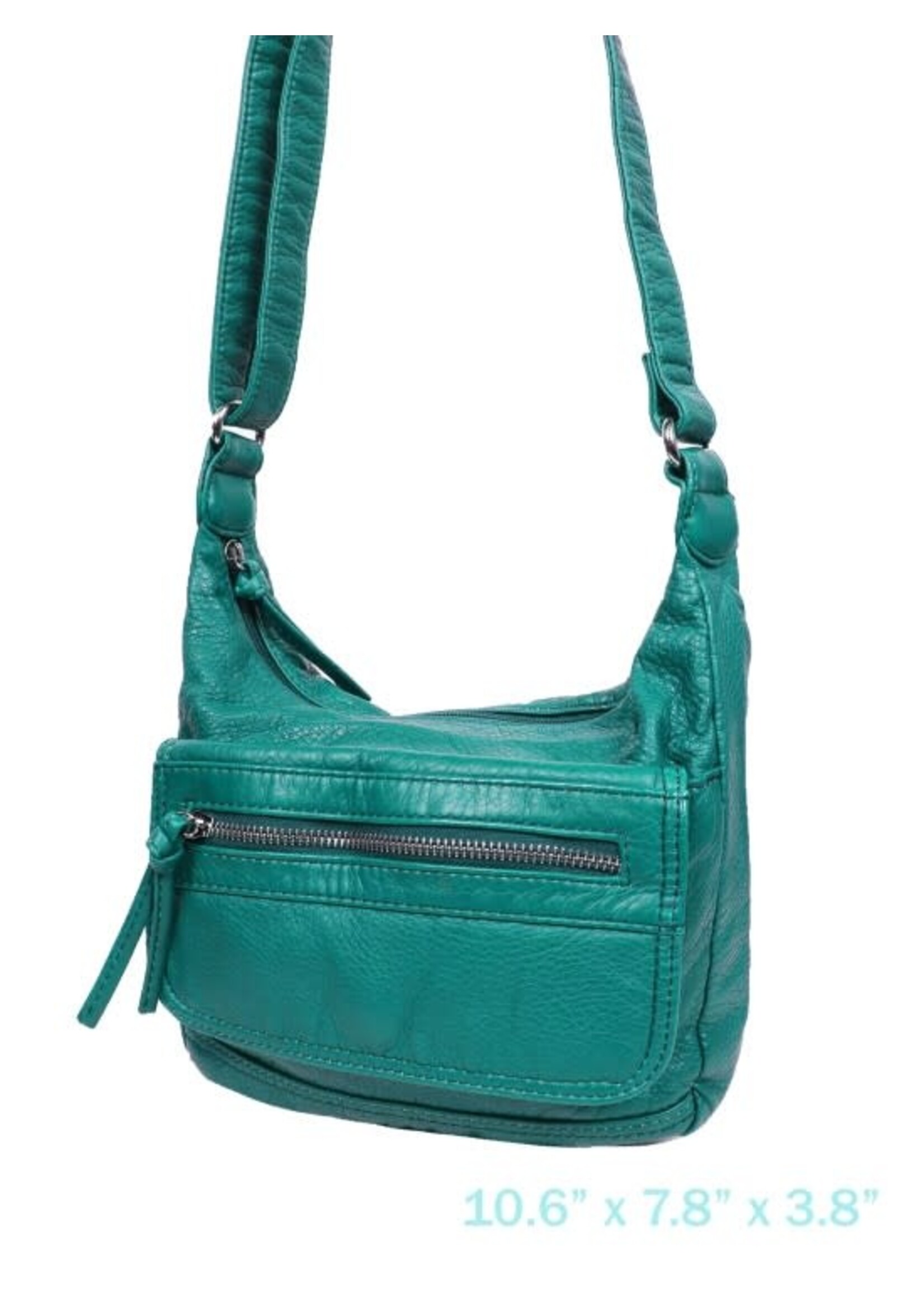 Solid faux leather front pocket satchel