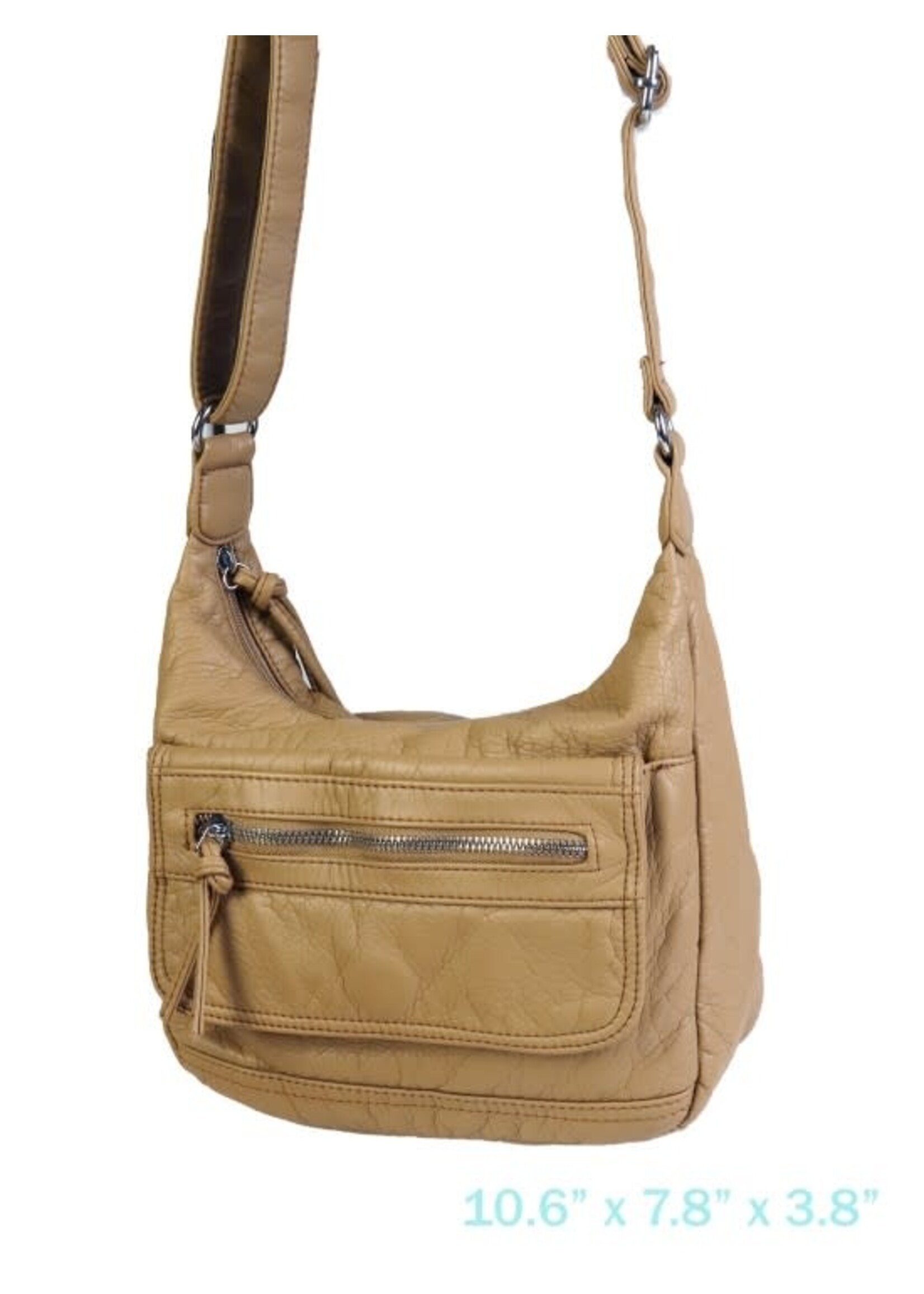 Solid faux leather front pocket satchel