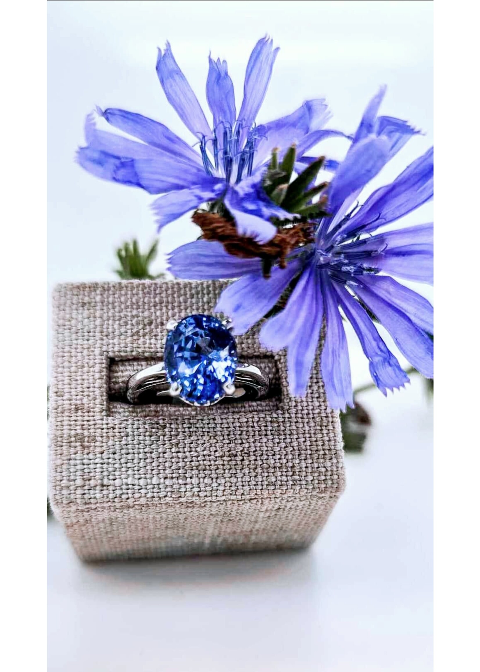 Vintage Vintage Cornflower Sapphire 14k WG 5.21ctw Sz 6.25