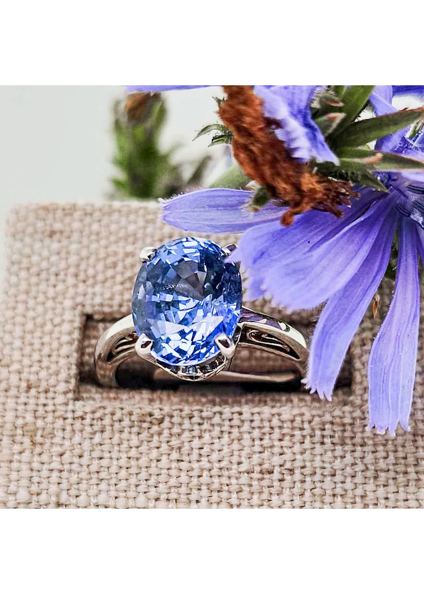 Vintage Vintage Cornflower Sapphire 14k WG 5.21ctw Sz 6.25
