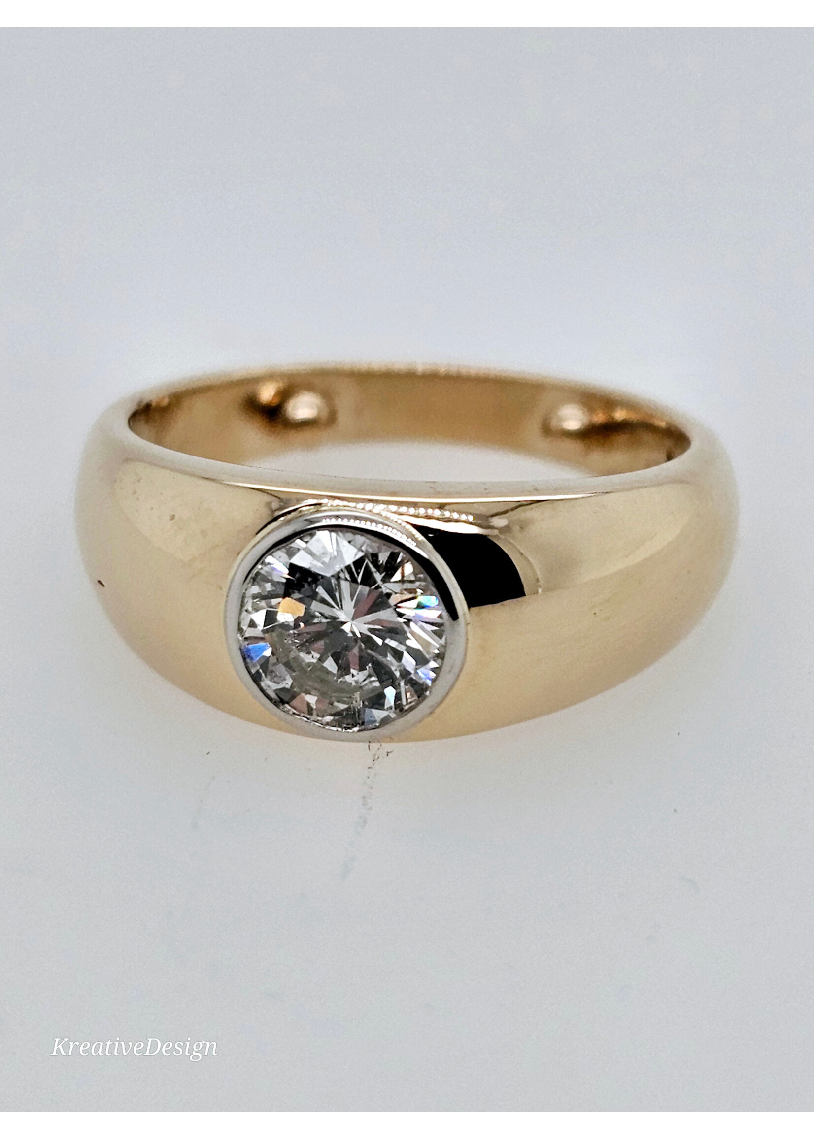 Vintage Vintage Solitaire Platinum Bezel Set Diamond 14ky Size 8