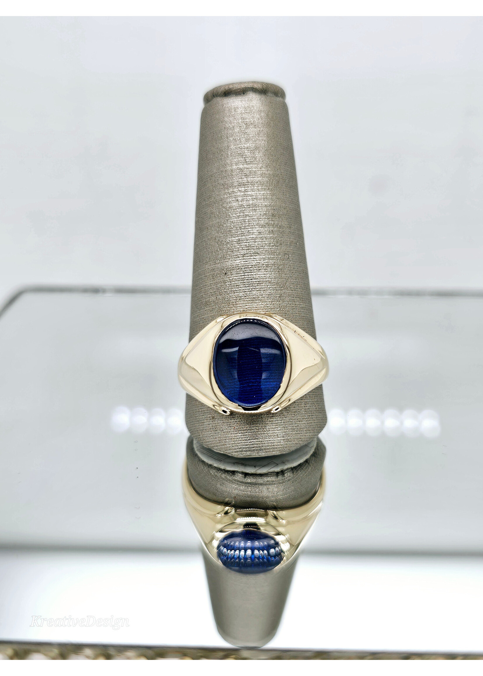 Vintage Vintage Men's Oval Syn Blue Sapphire 10ky