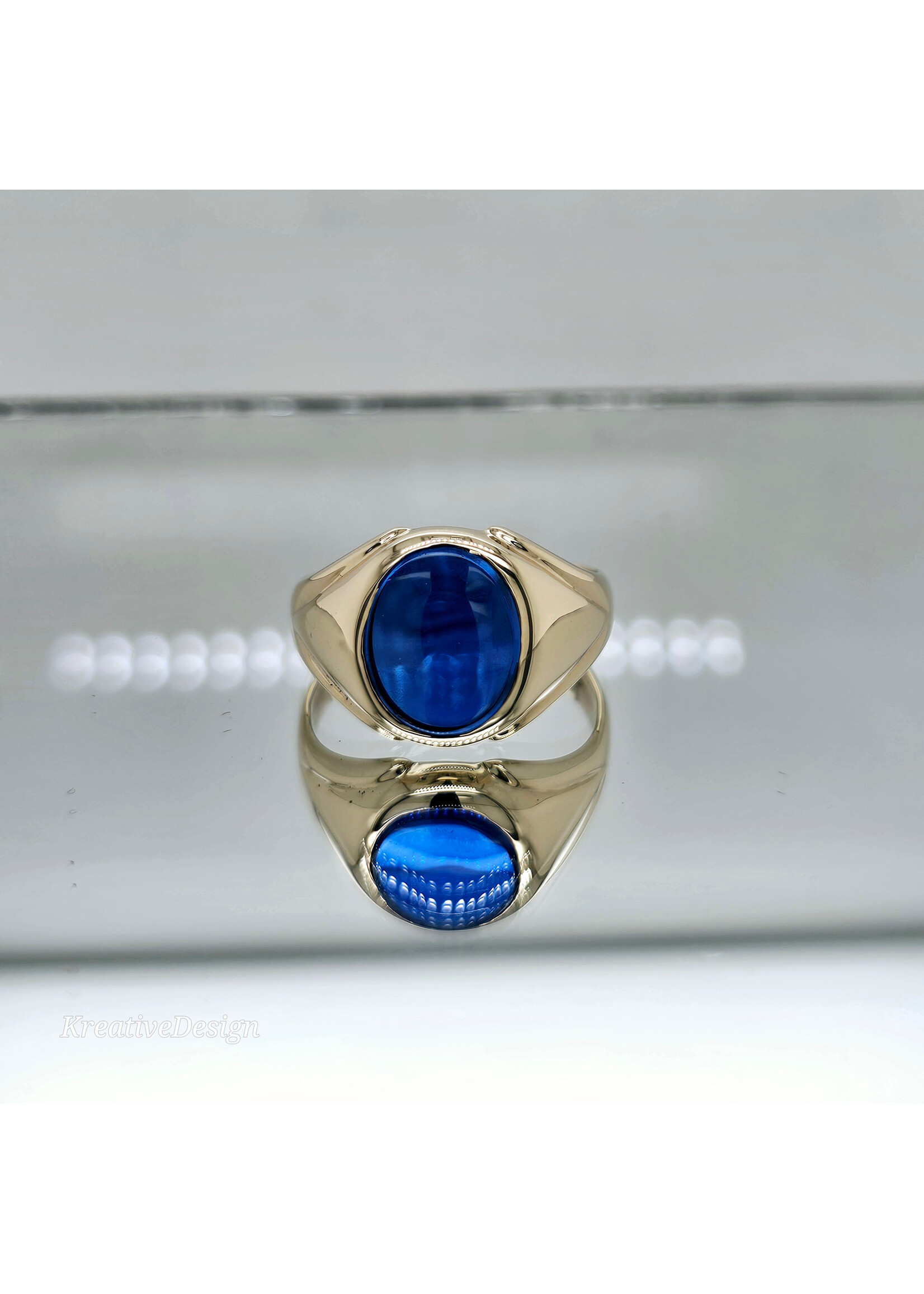 Vintage Vintage Men's Oval Syn Blue Sapphire 10ky