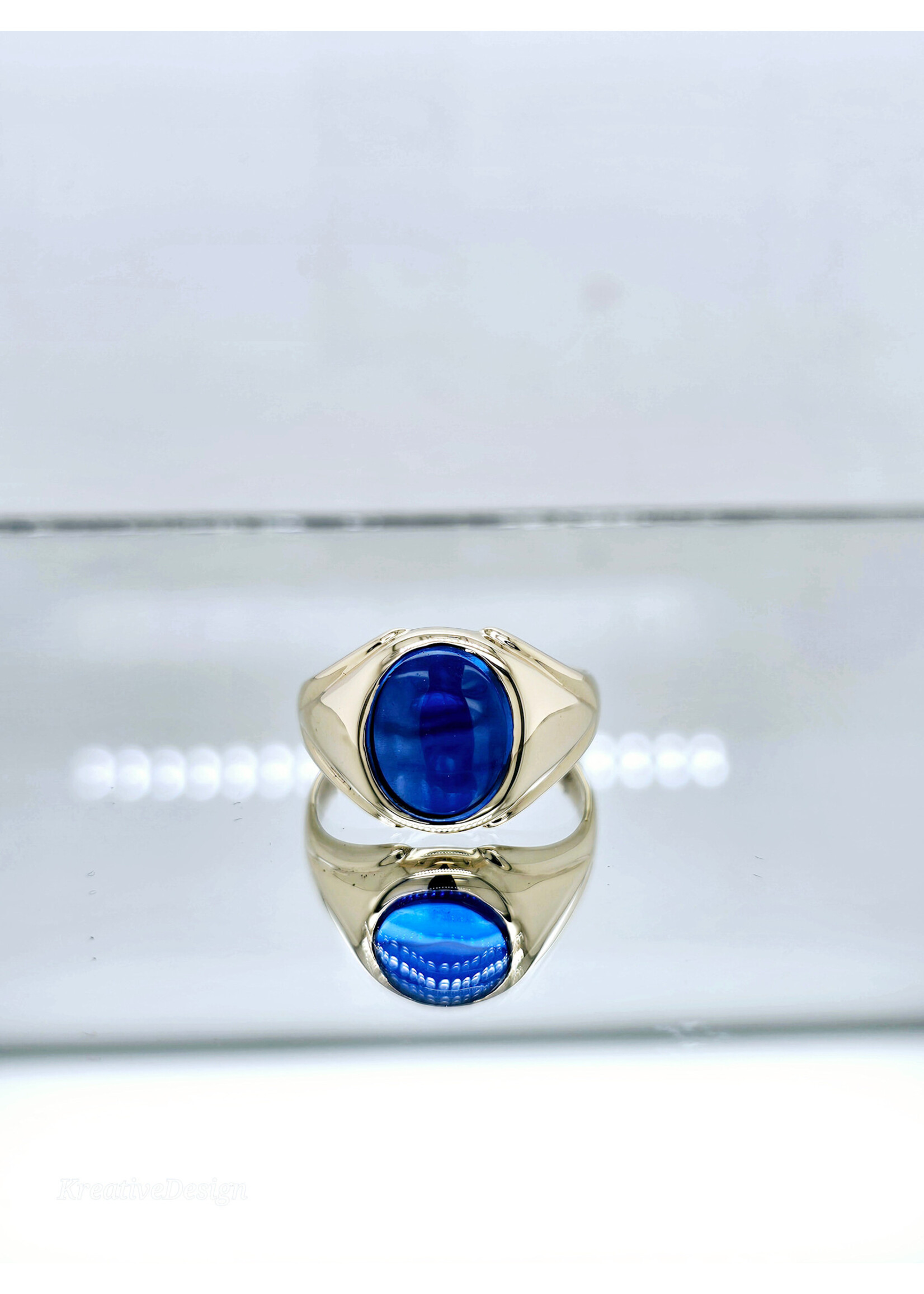 Vintage Vintage Men's Oval Syn Blue Sapphire 10ky