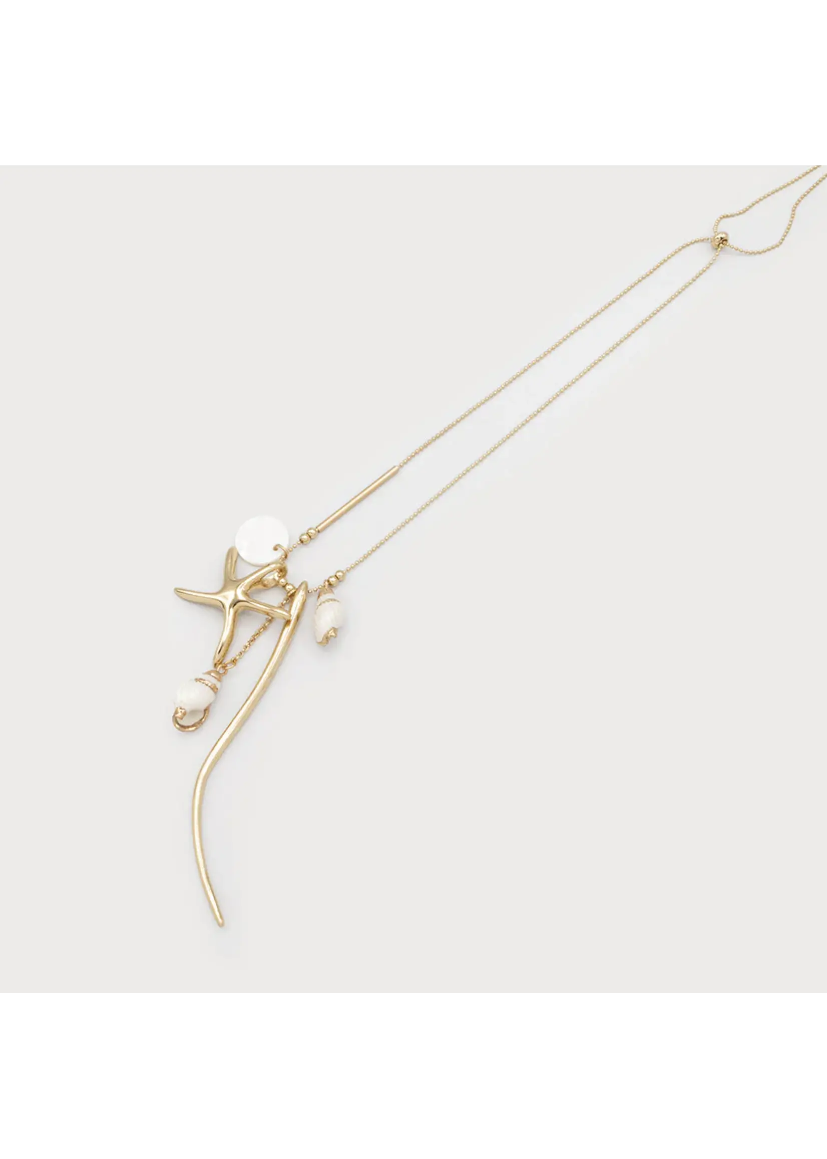 Caracol Long Necklace w/Charms GLD