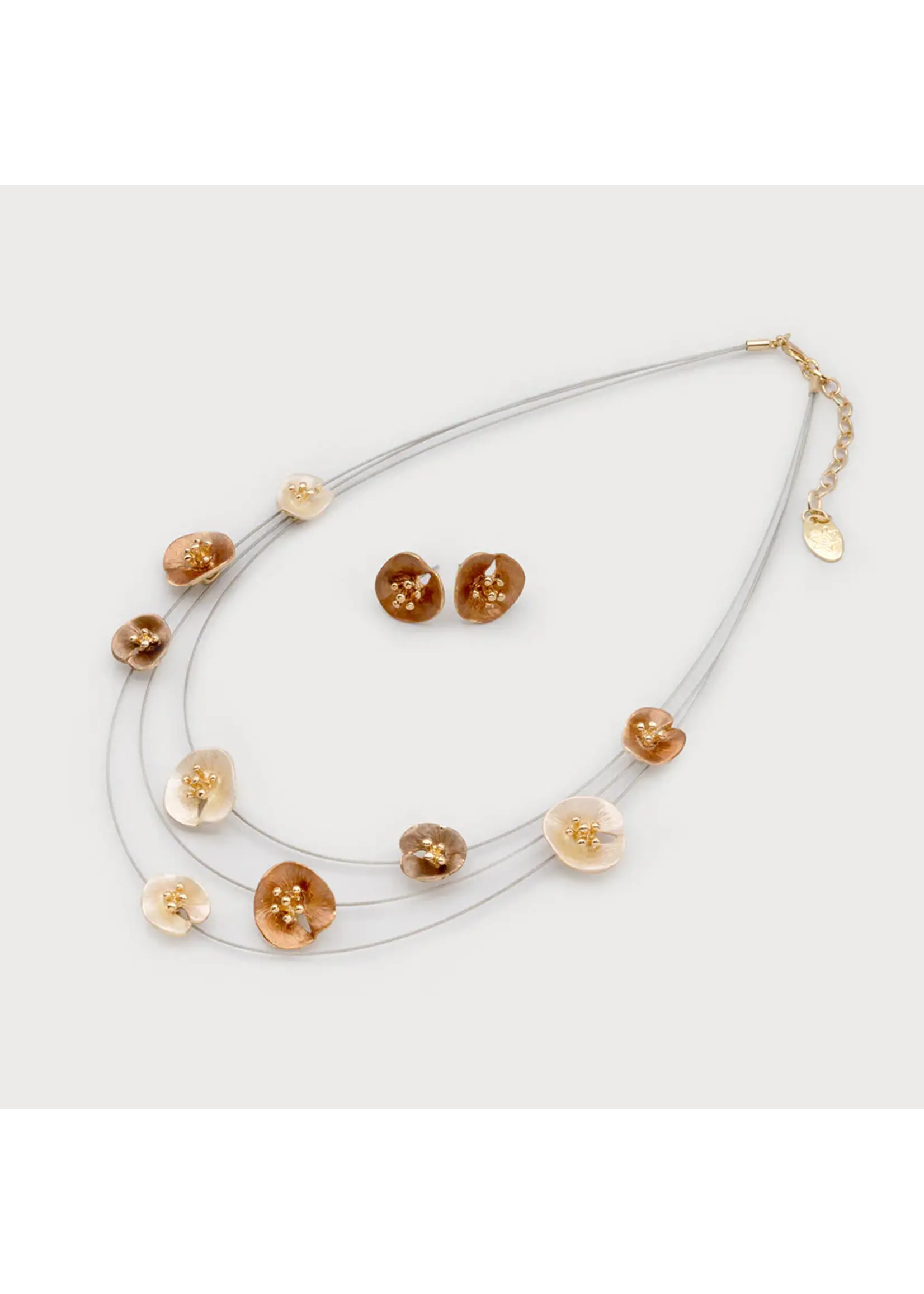 Caracol 3 Row Handpainted FlowerNecklace