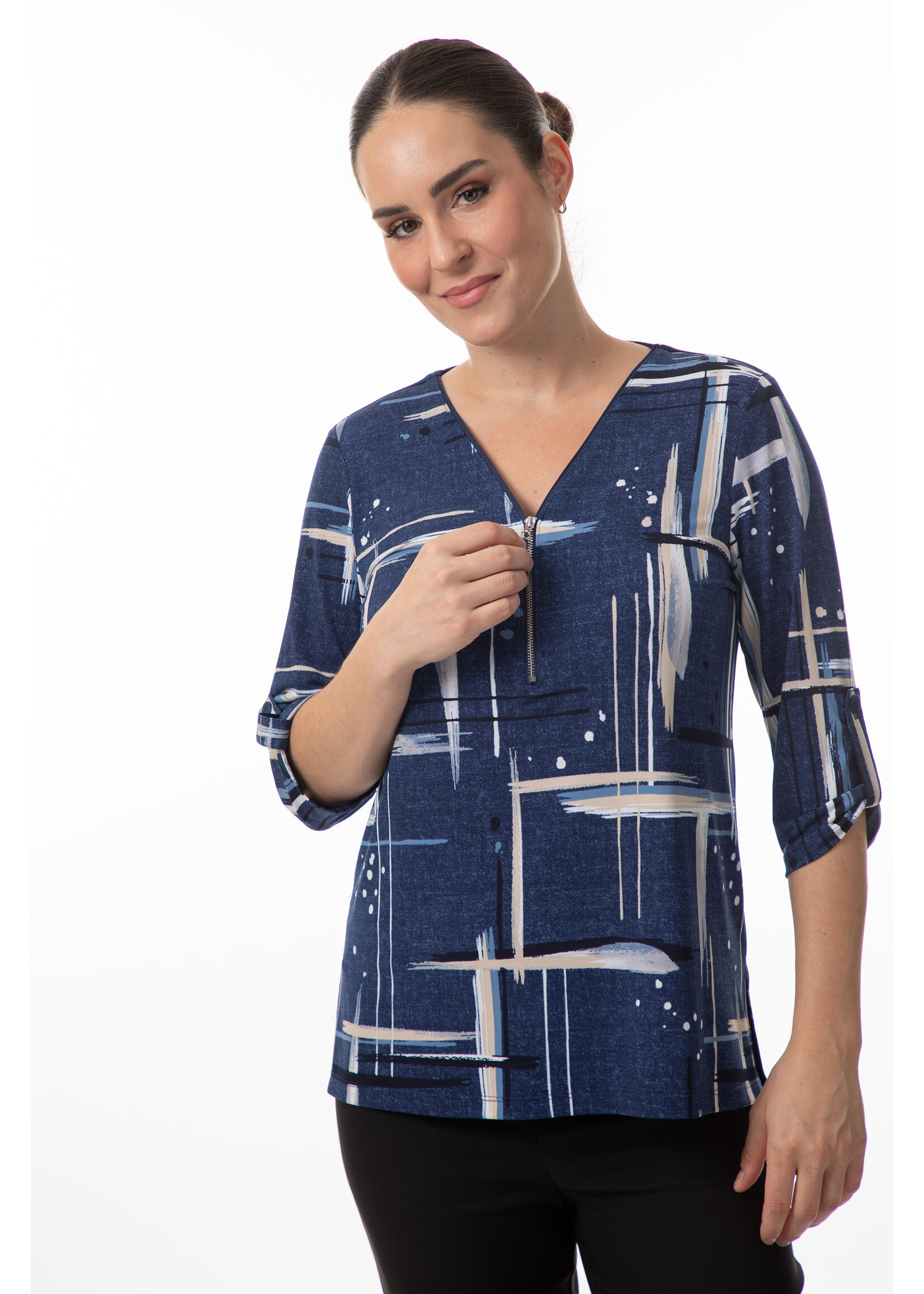 Bali Blue Multi V-Neck Zip