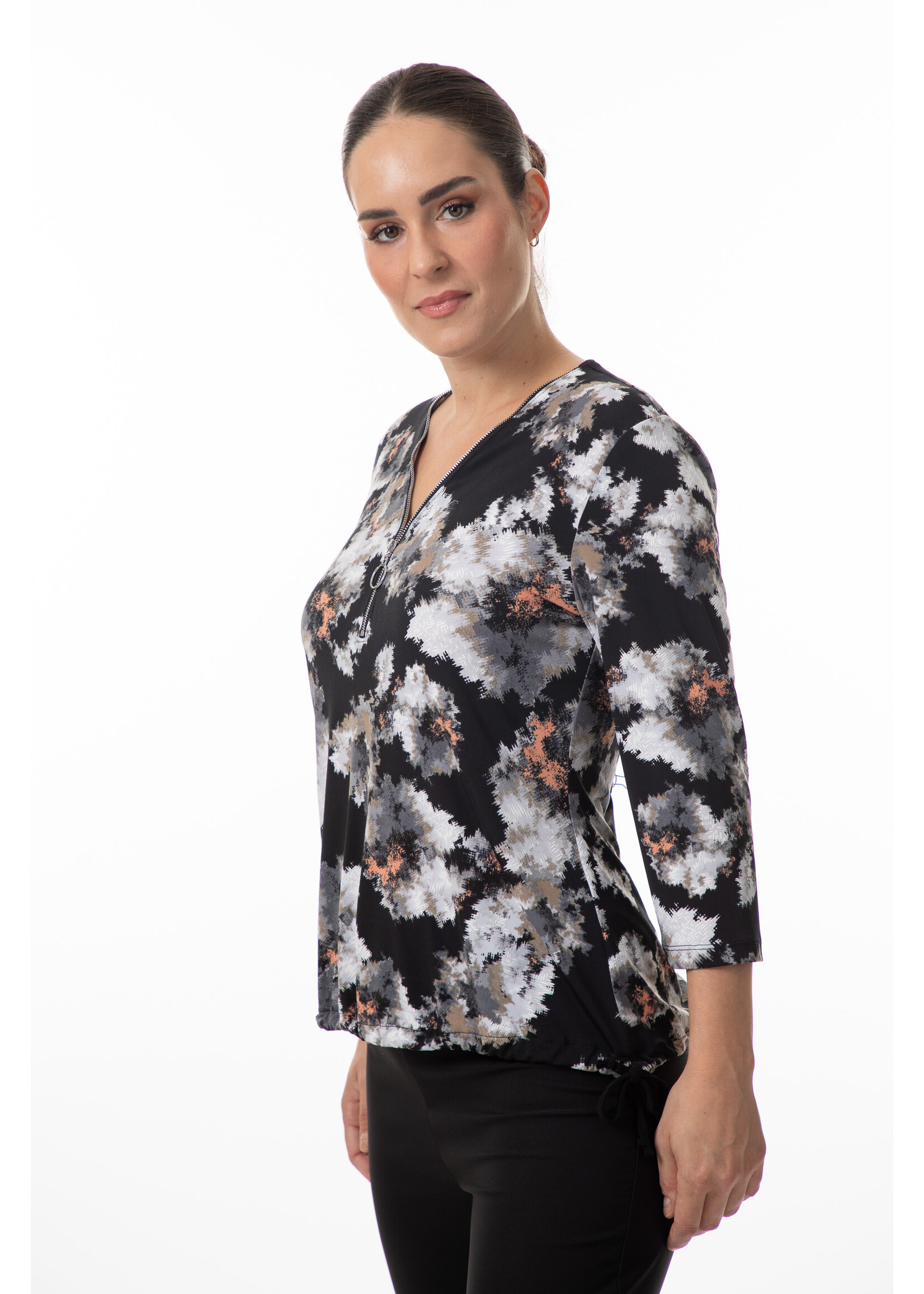 Bali Black Multi V-Neck Zip
