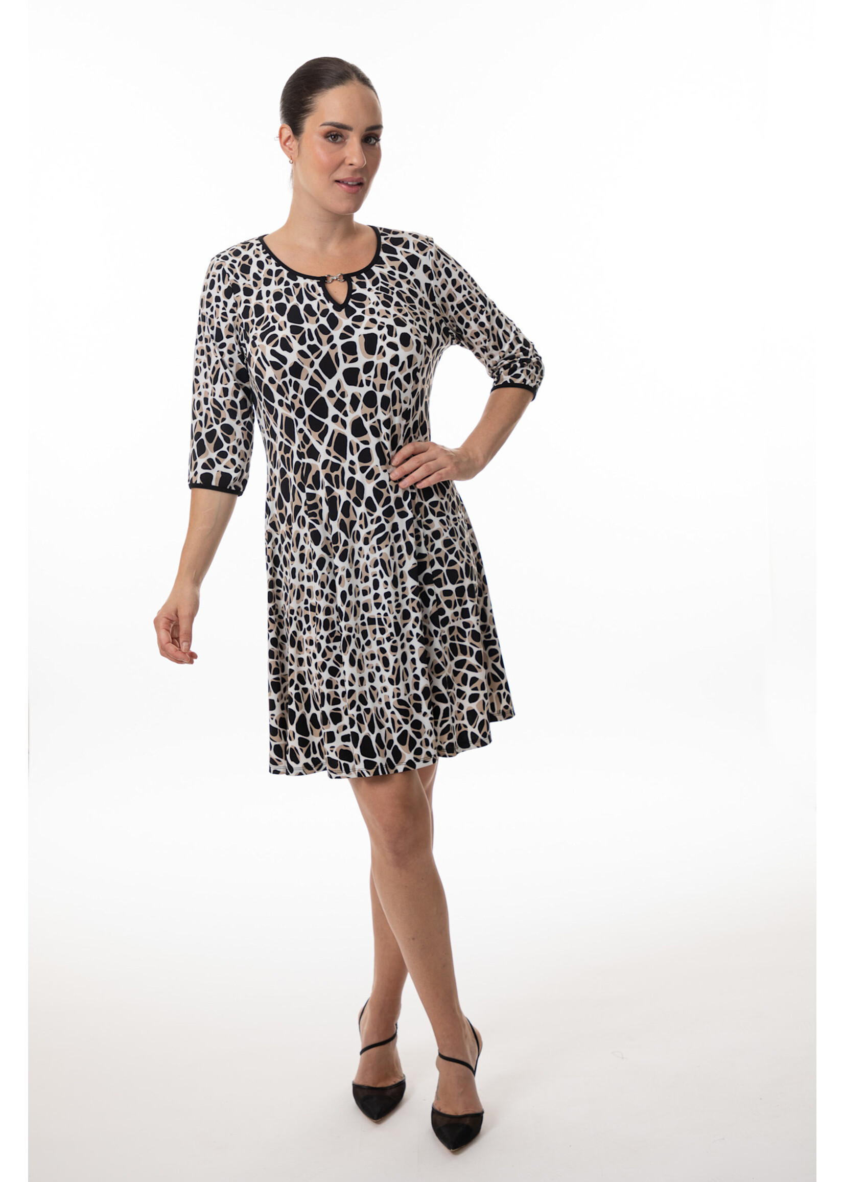 Bali Multi Geo Print 3/4 Sleeve Dress 8647