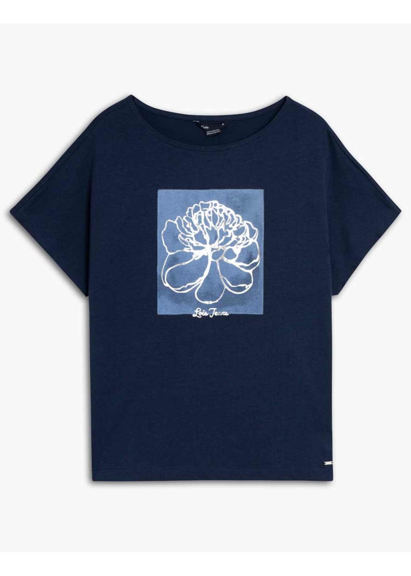 Lois Blackbull Apparel Cindy TShirt Dk Blue W/Flower