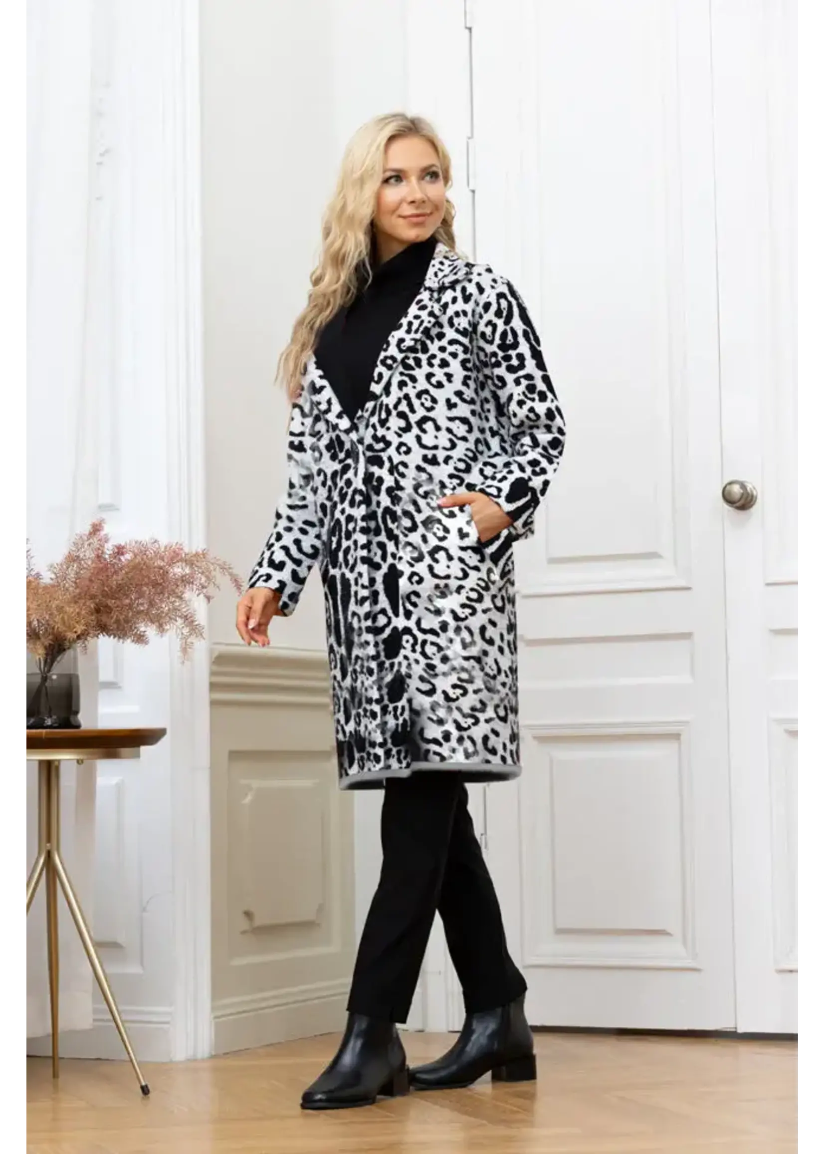 Orange Fashion Village Leopard Print Long Coat