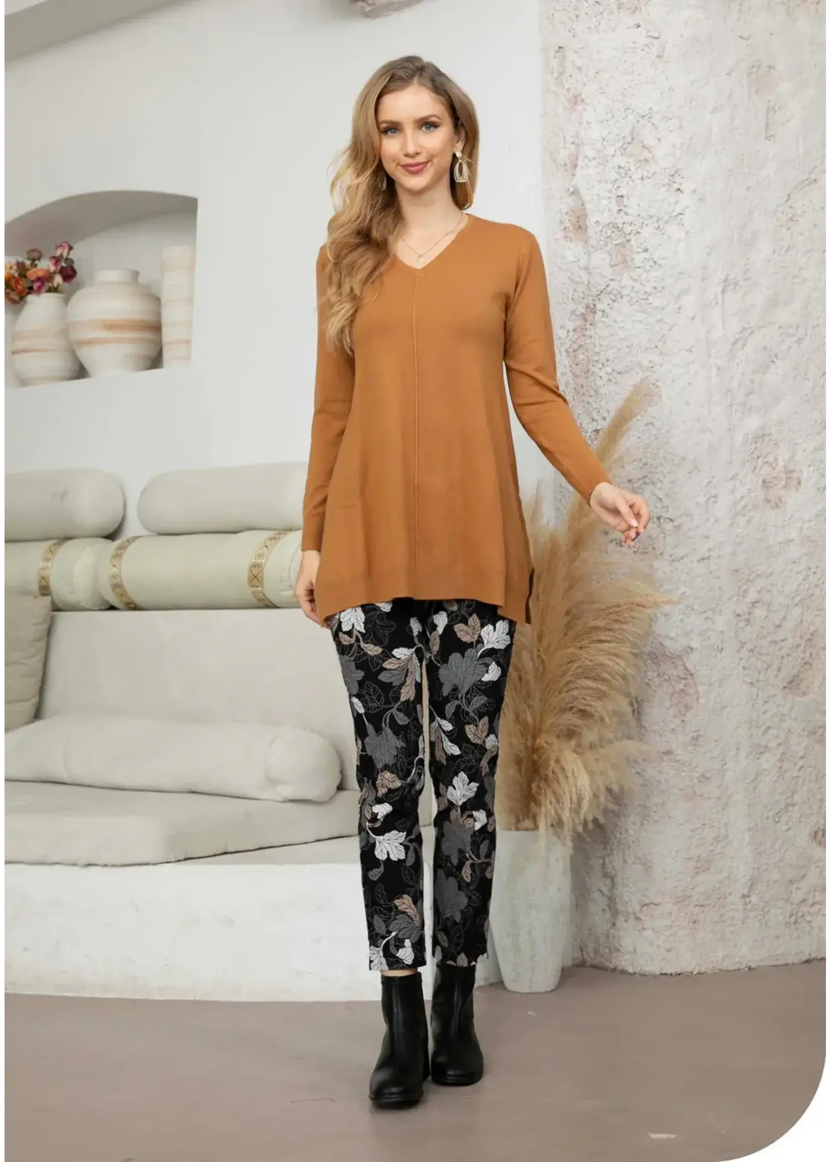 Orange Fashion Village V-Neck Tunic