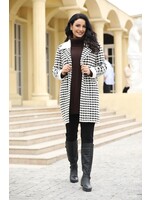 Houndstooth Long Coat with Pockets