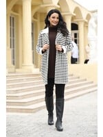 Orange Fashion Village Houndstooth Long Coat with Pockets