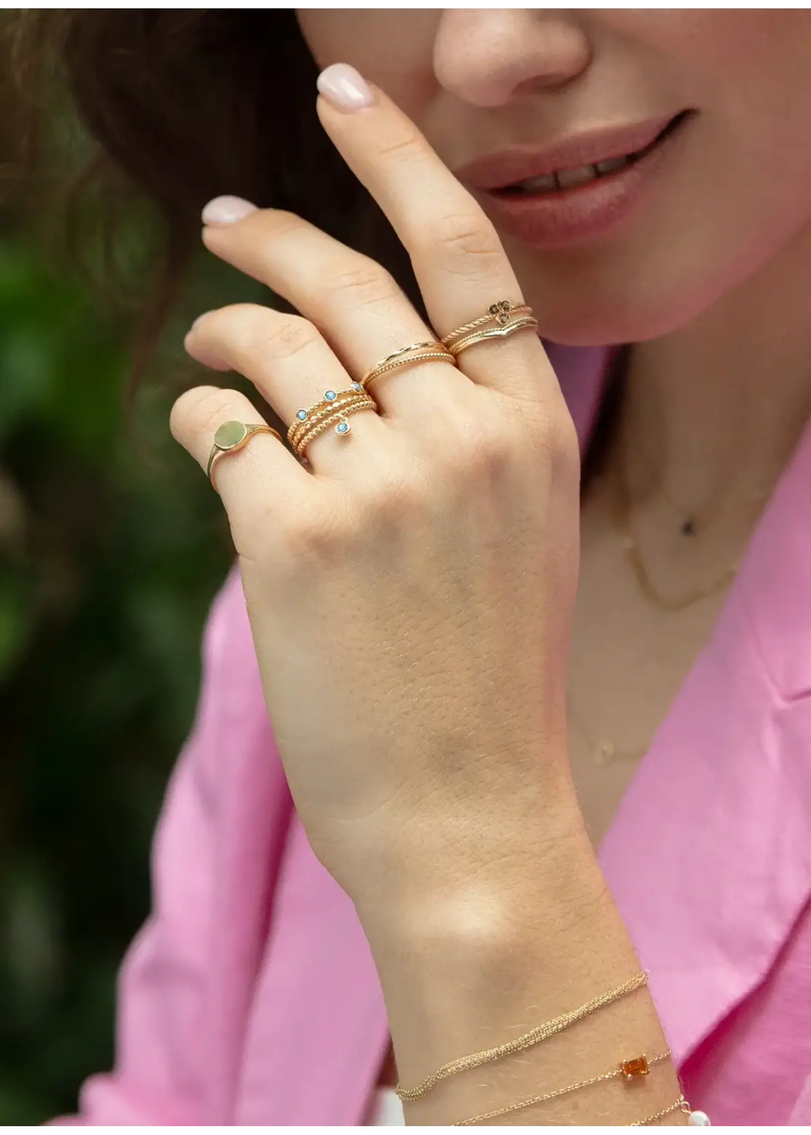 Jackie Gold Jackie Gold 14KY Triple London Blue Topaz Ring