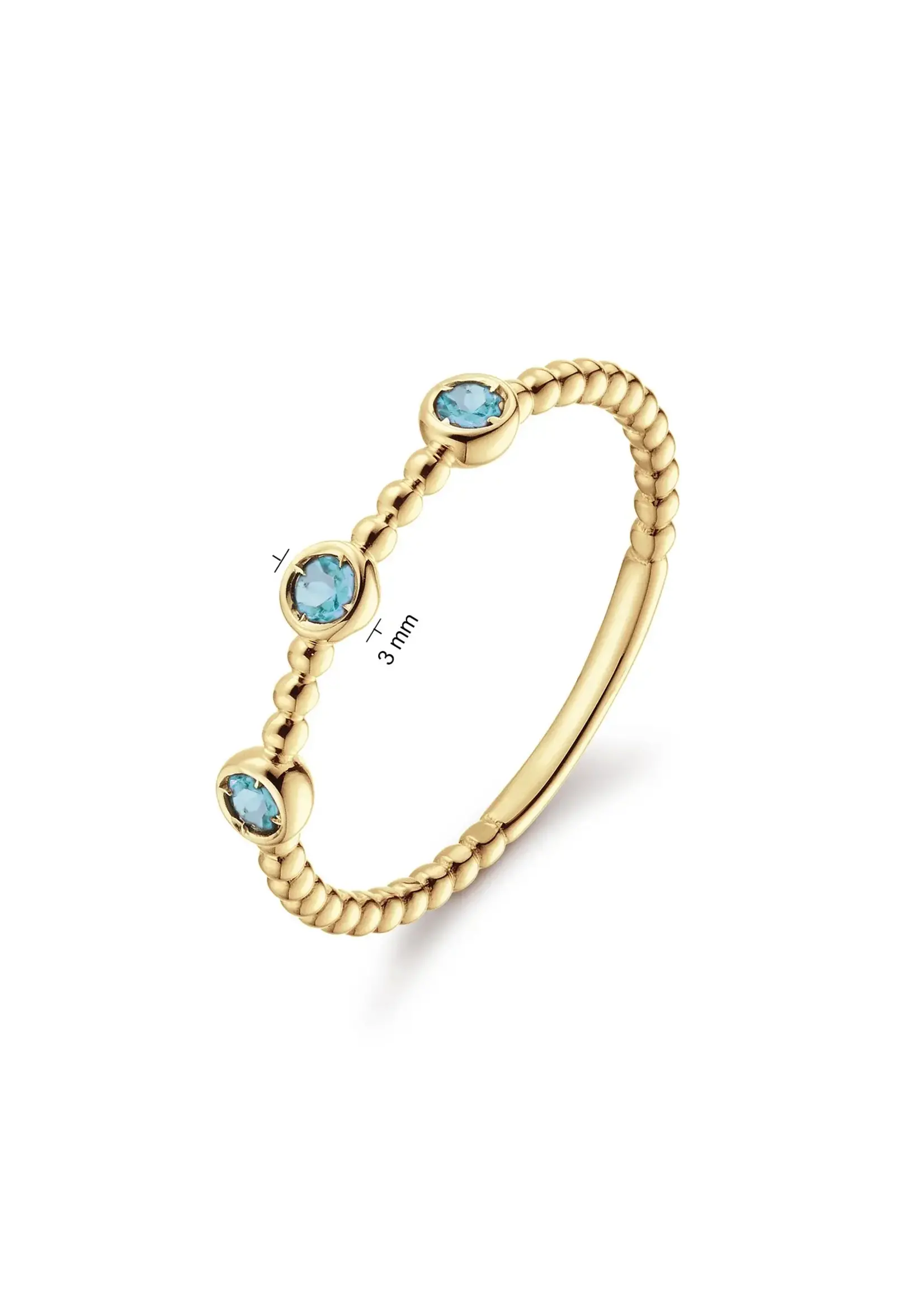 Jackie Gold 14KY Triple London Blue Topaz Ring