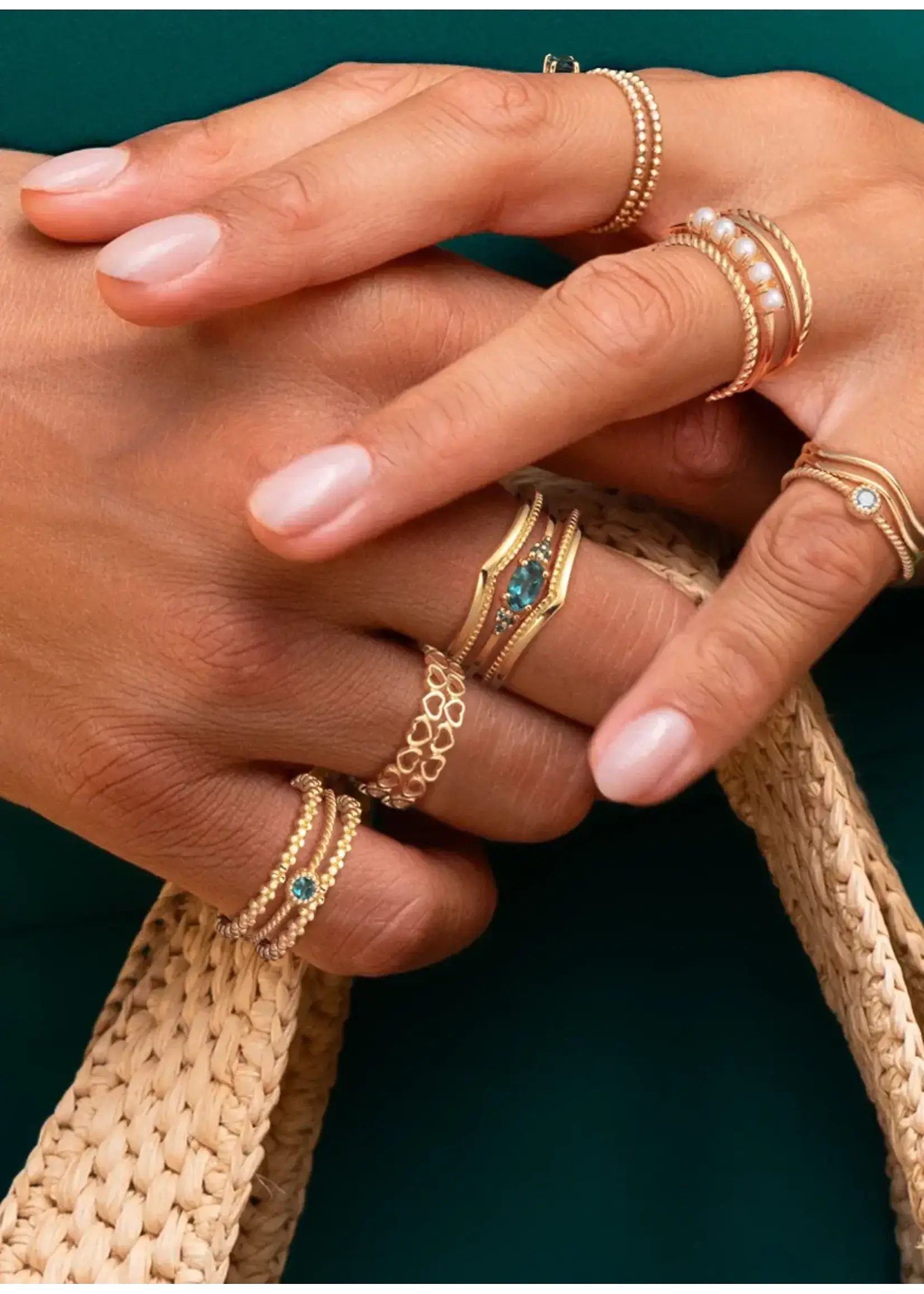 Jackie Gold 14KY Caviar Ring