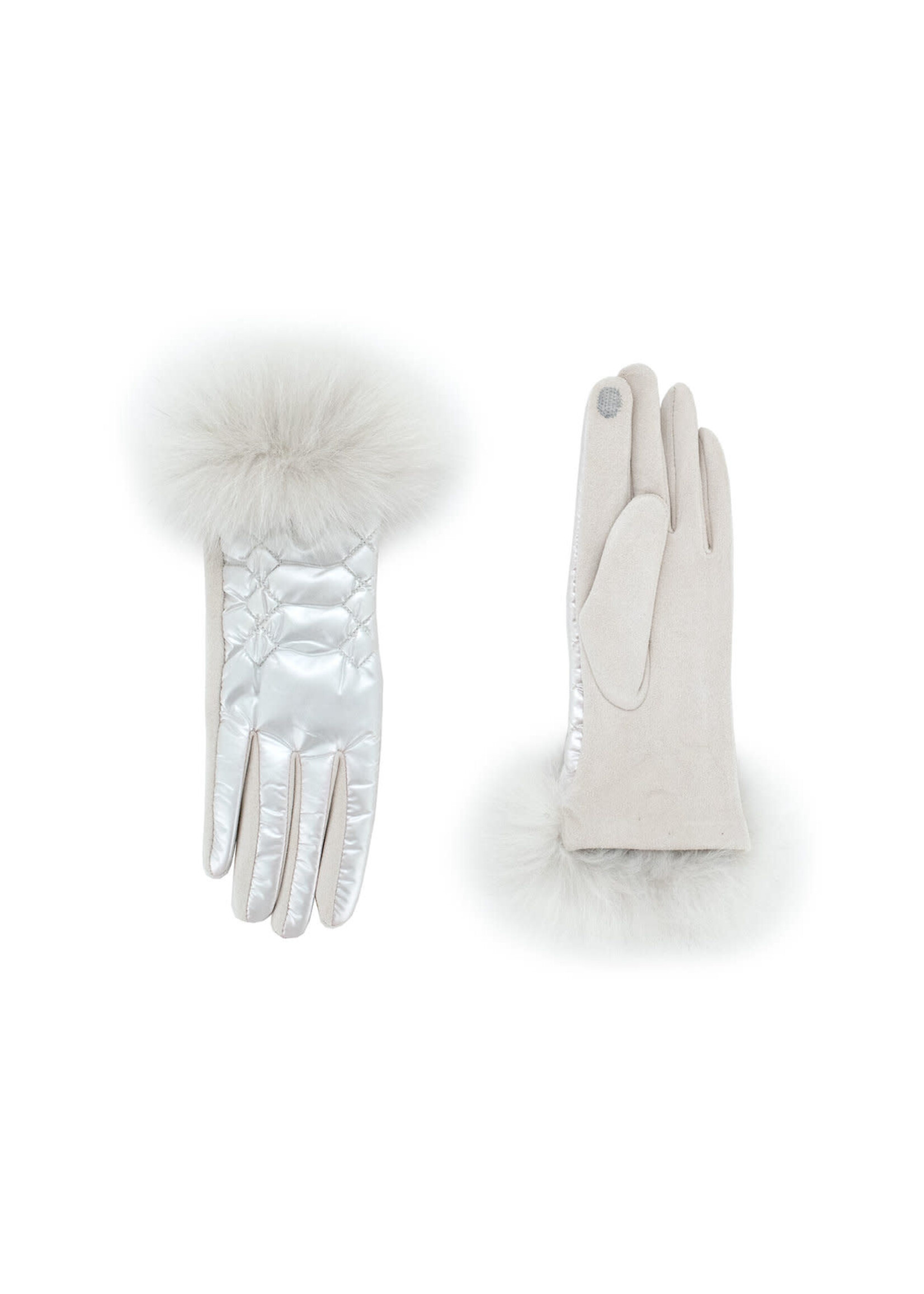 Mitchie's Matching Collection Mitchie's Knit Puffer Gloves with Fur O/S