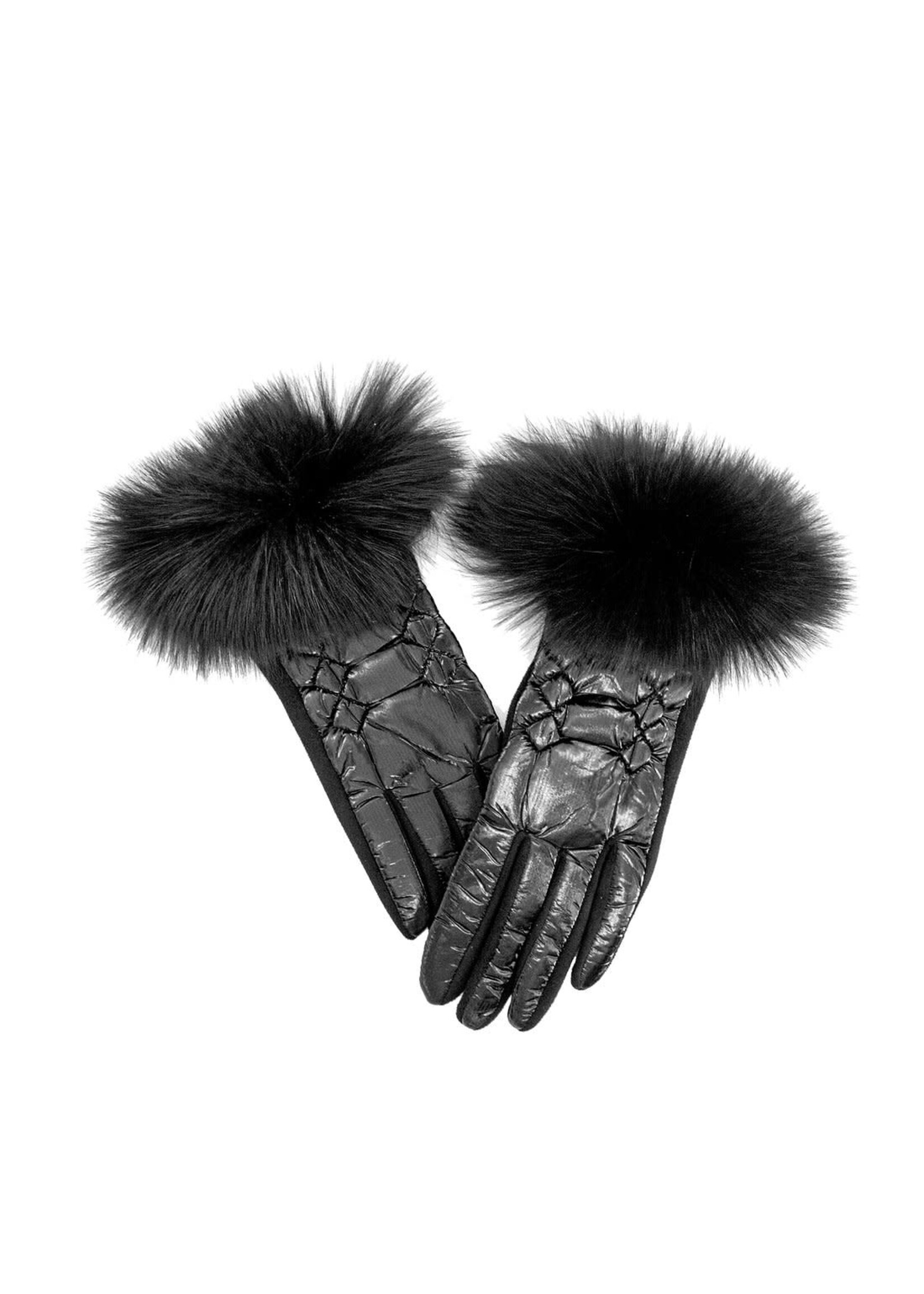 Mitchie's Matching Collection Mitchie's Knit Puffer Gloves with Fur O/S