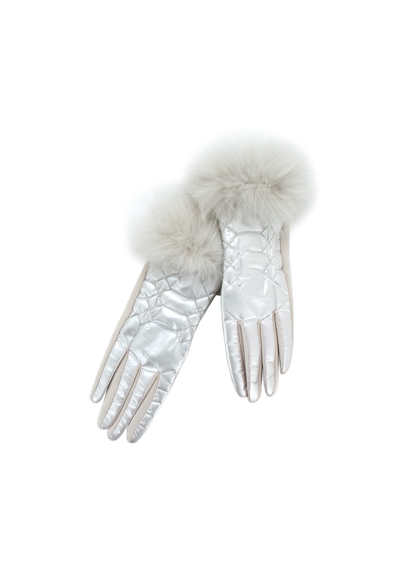 Mitchie's Matching Collection Mitchie's Knit Puffer Gloves with Fur O/S