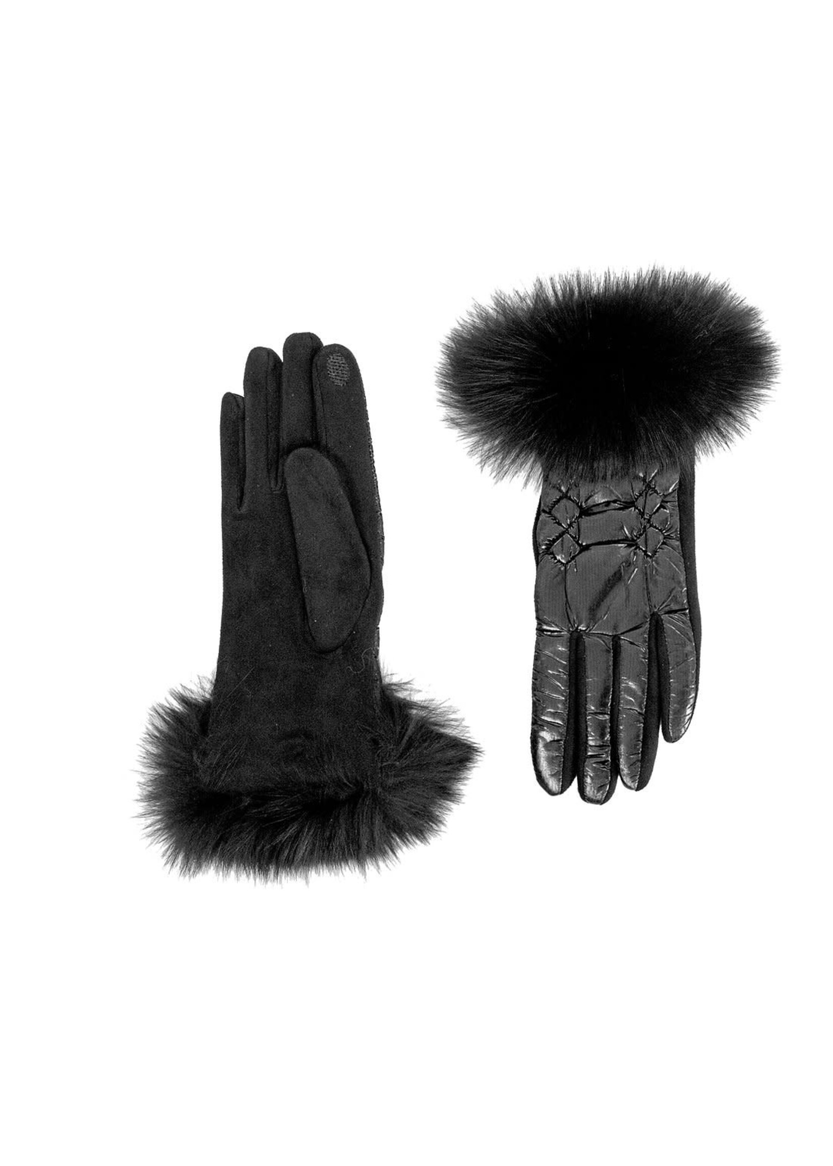 Mitchie's Matching Collection Mitchie's Knit Puffer Gloves with Fur O/S