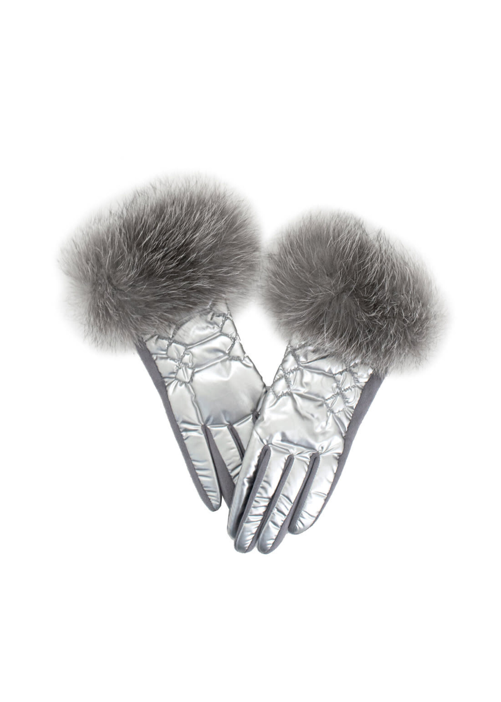 Mitchie's Matching Collection Mitchie's Knit Puffer Gloves with Fur O/S