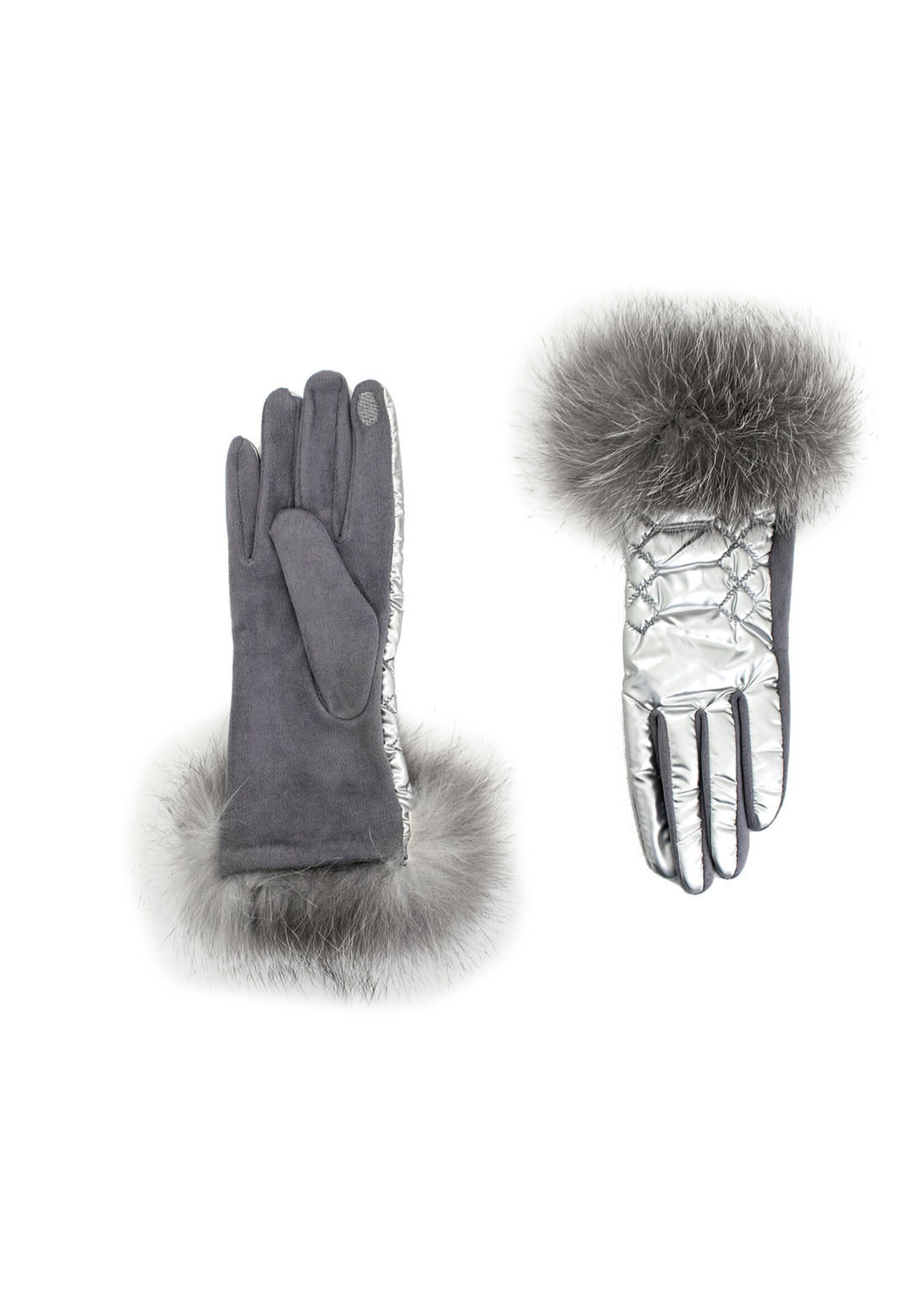Mitchie's Matching Collection Mitchie's Knit Puffer Gloves with Fur O/S