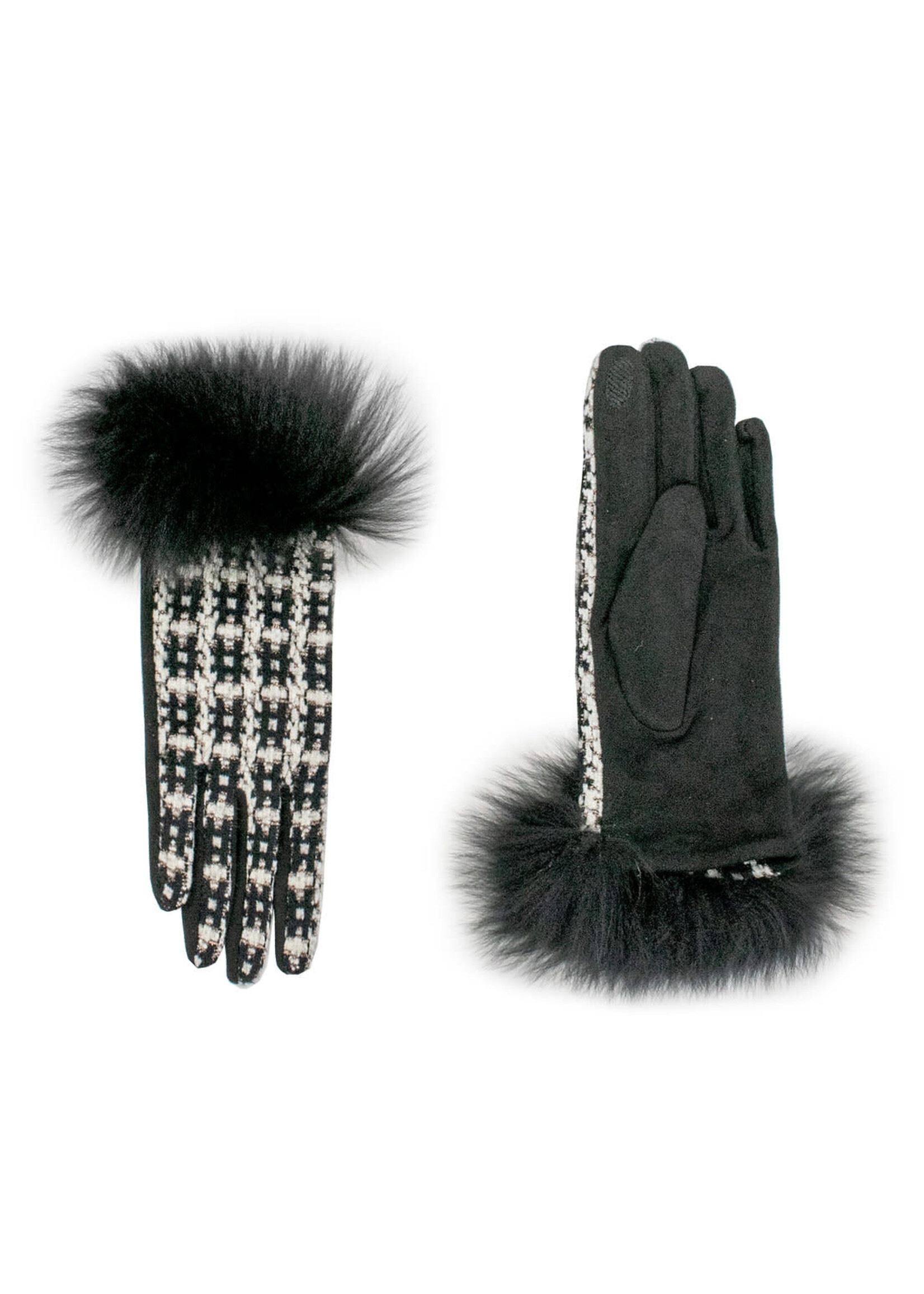 Mitchie's Matching Collection Mitchie's Blk Jacquard Glove with Fur O/S