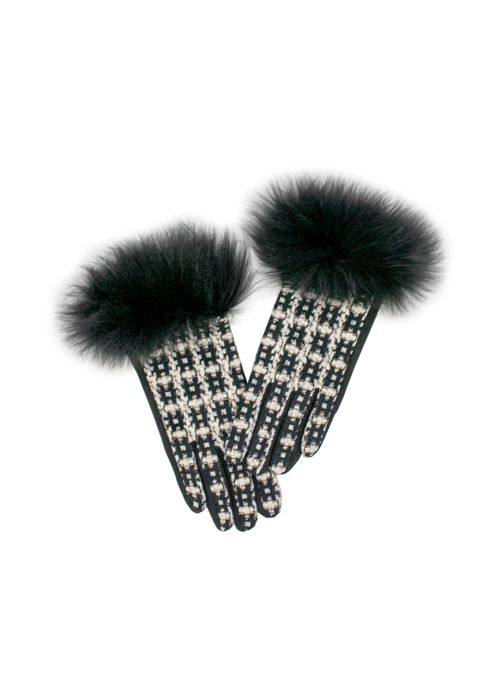 Mitchie's Matching Collection Mitchie's Blk Jacquard Glove with Fur O/S