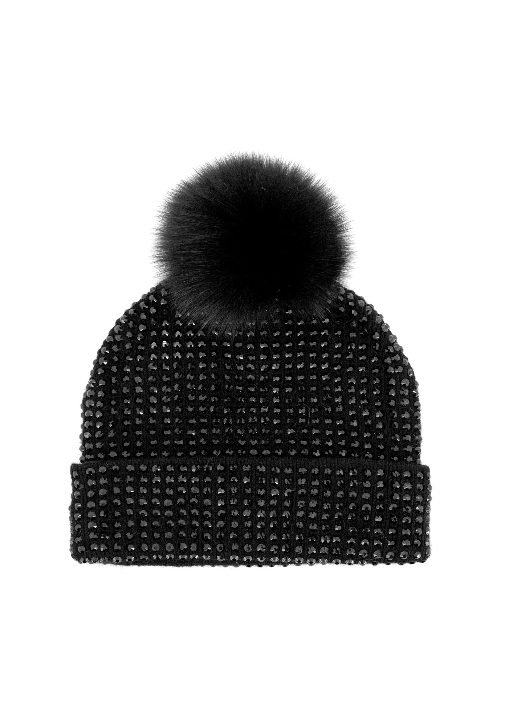 Mitchie's Matching Collection Mitchie's Black Knit Crystal Beanie with Fur