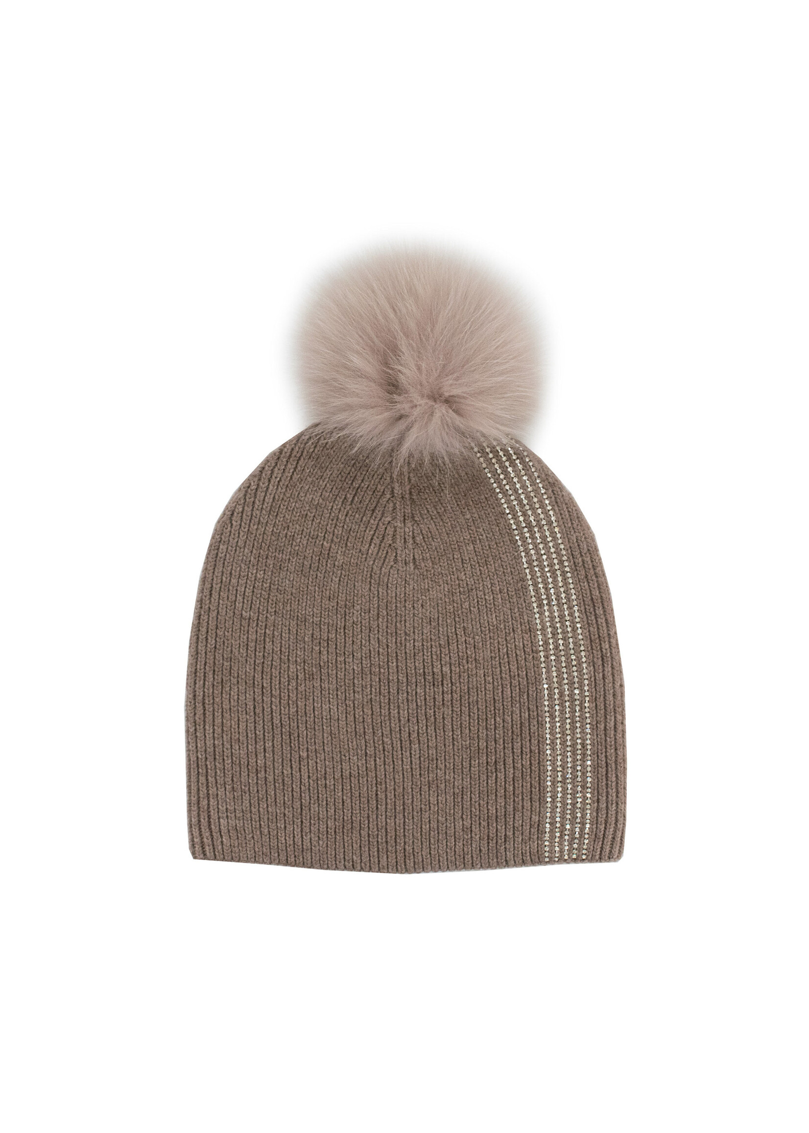 Mitchie's Matching Collection Mitchie's Knit Crystal Stripe Hat with Fur O/S