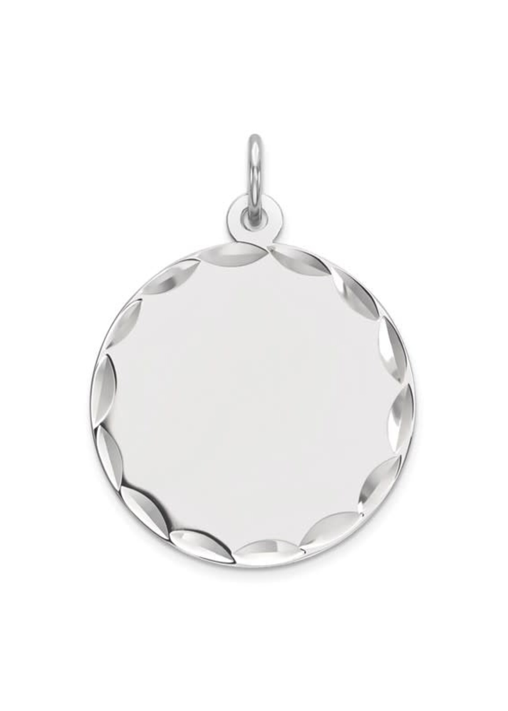 Sterling RD Eng. Rnd Polish Front/Satin Back Disc Charm