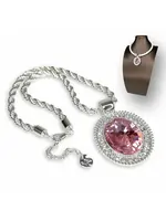 Jacqueline Kent JK Crystal Necklace Encased Pink Stone