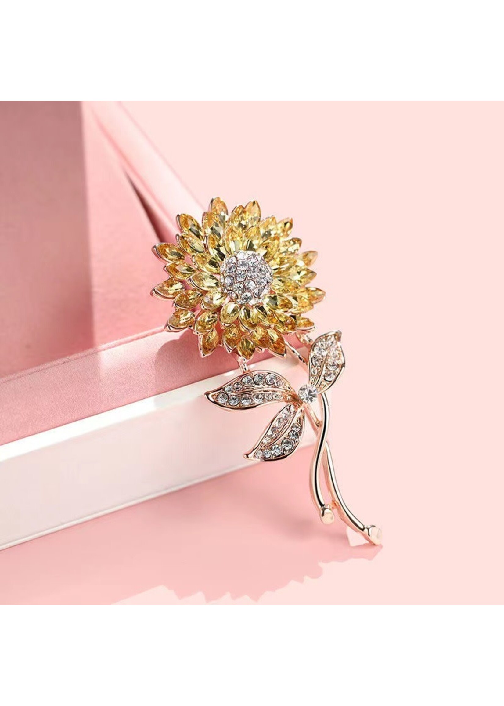 Sunflower Brooch Gold color