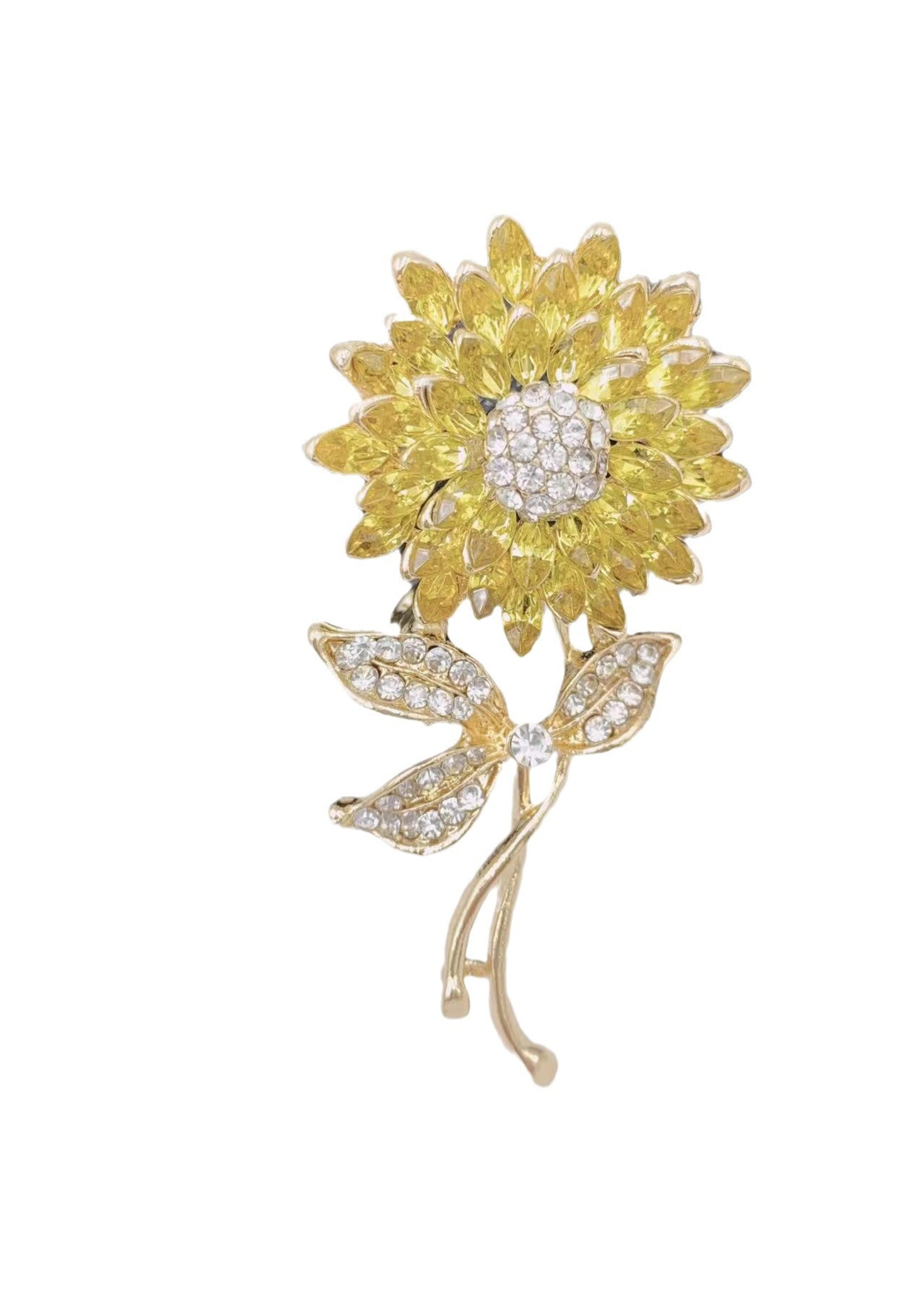 Sunflower Brooch Gold color