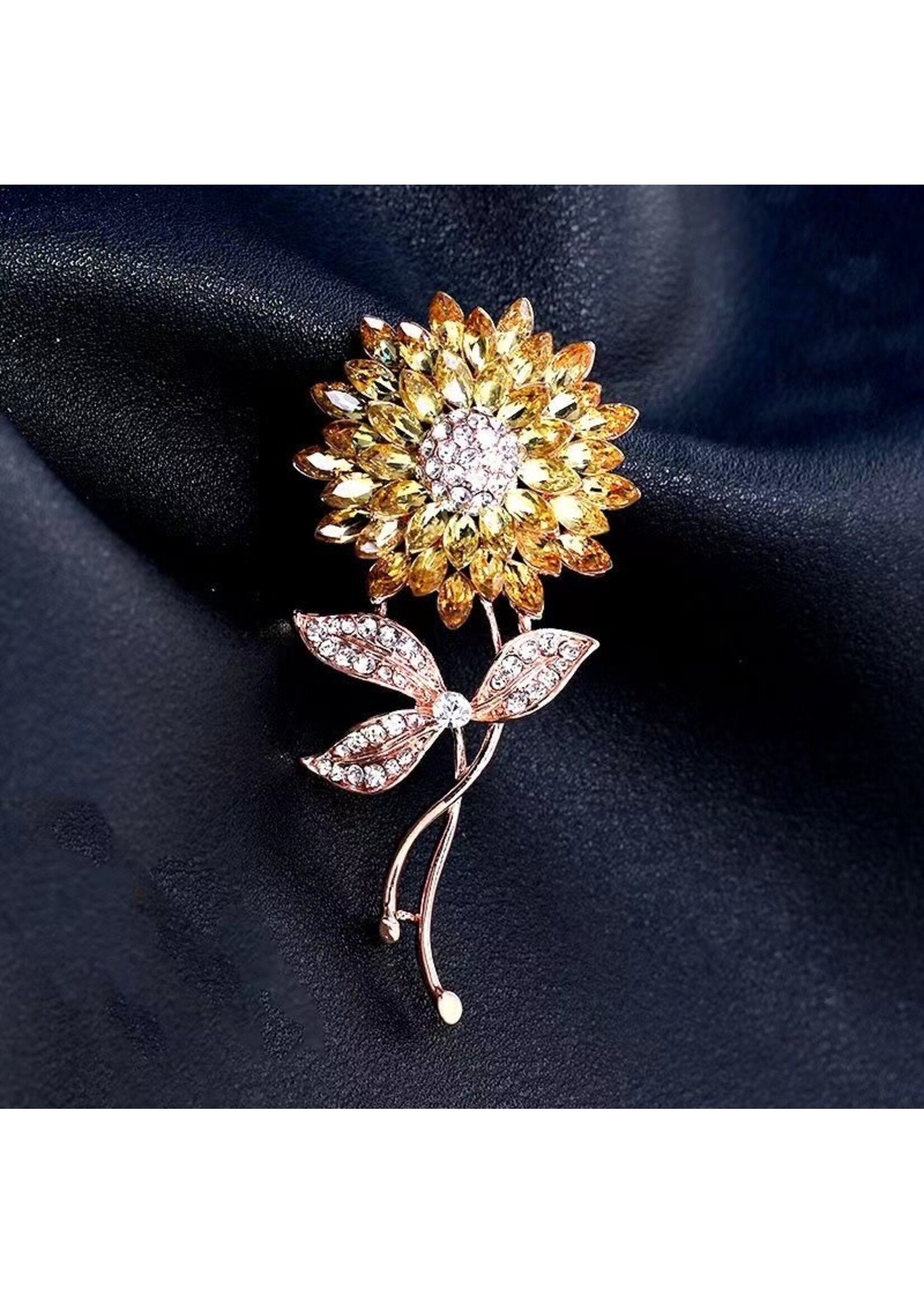 Sunflower Brooch Gold color