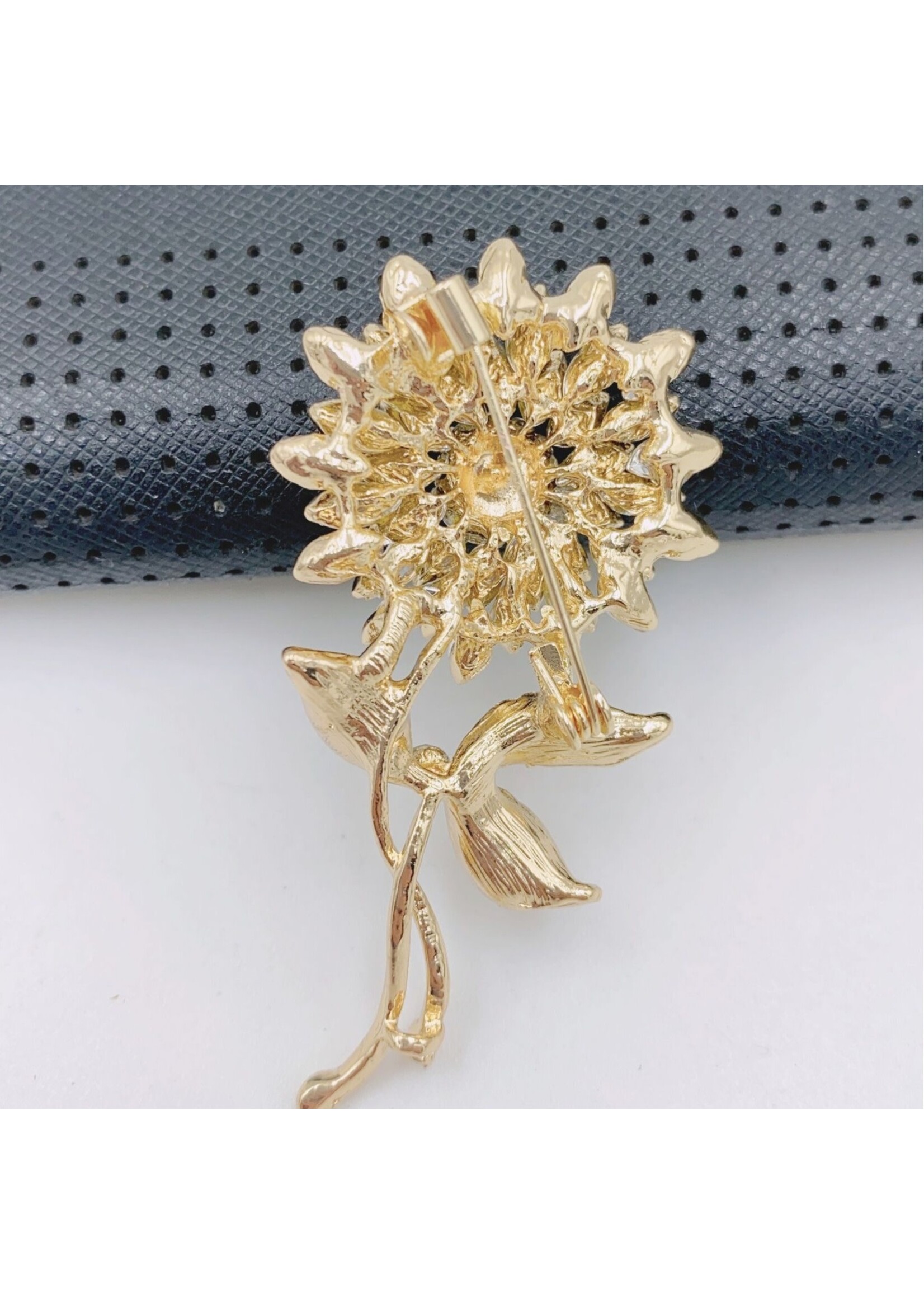 Sunflower Brooch Gold color