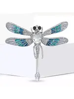 Brooch Blue Dragonfly with Crystal
