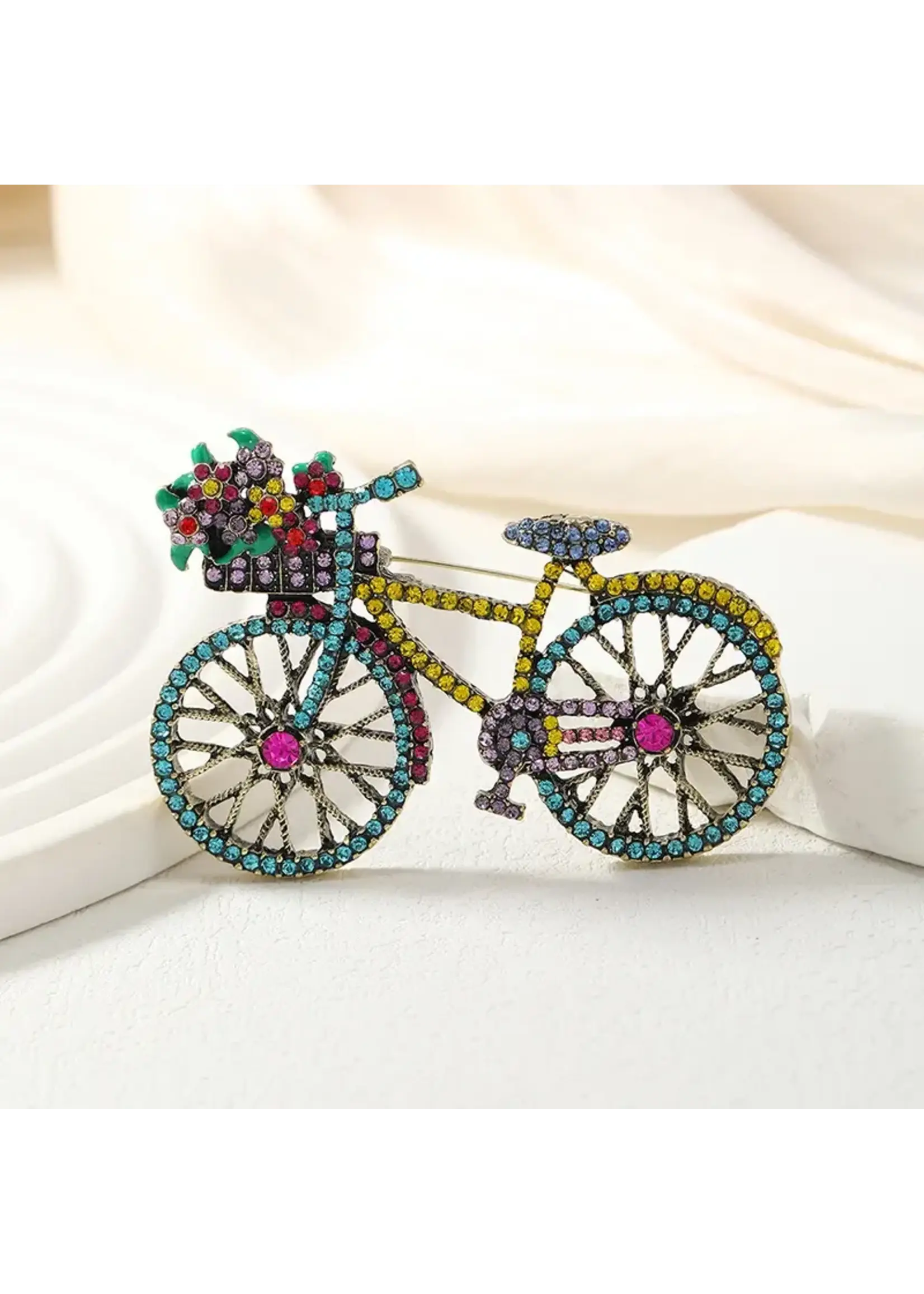 Brooch Beautiful Large Crystal Bicycle