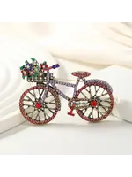Brooch Beautiful Large Crystal Bicycle Pink