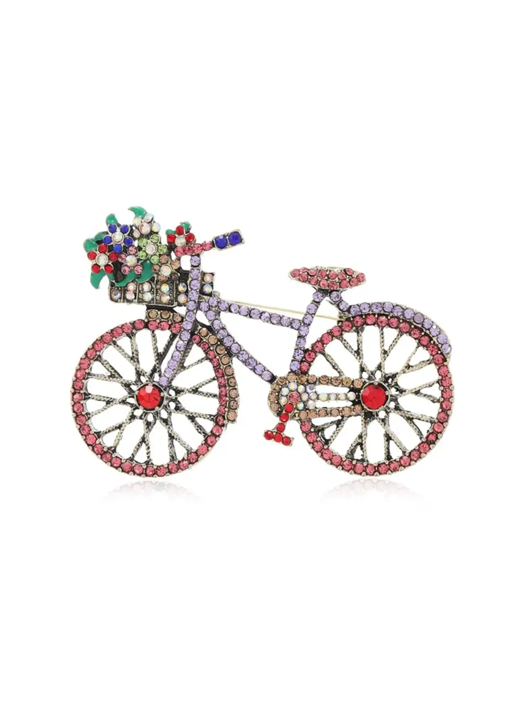 Brooch Beautiful Large Crystal Bicycle Pink