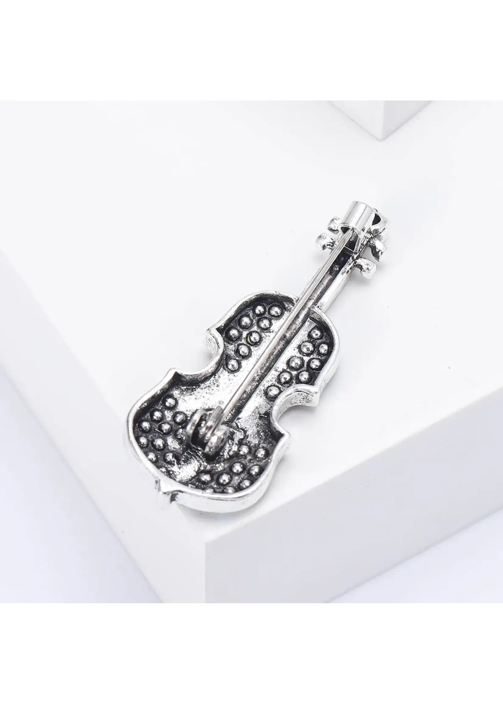 Brooch Violin with Rhinestones