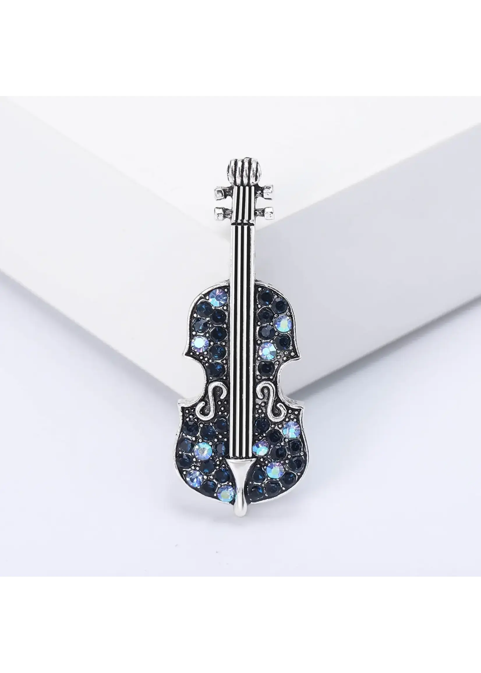 Brooch Violin with Rhinestones