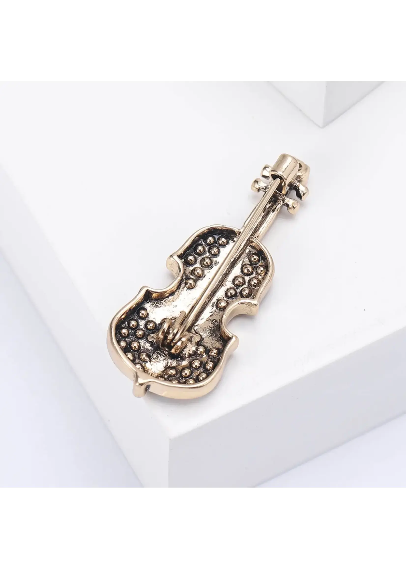 Brooch Violin with Rhinestones