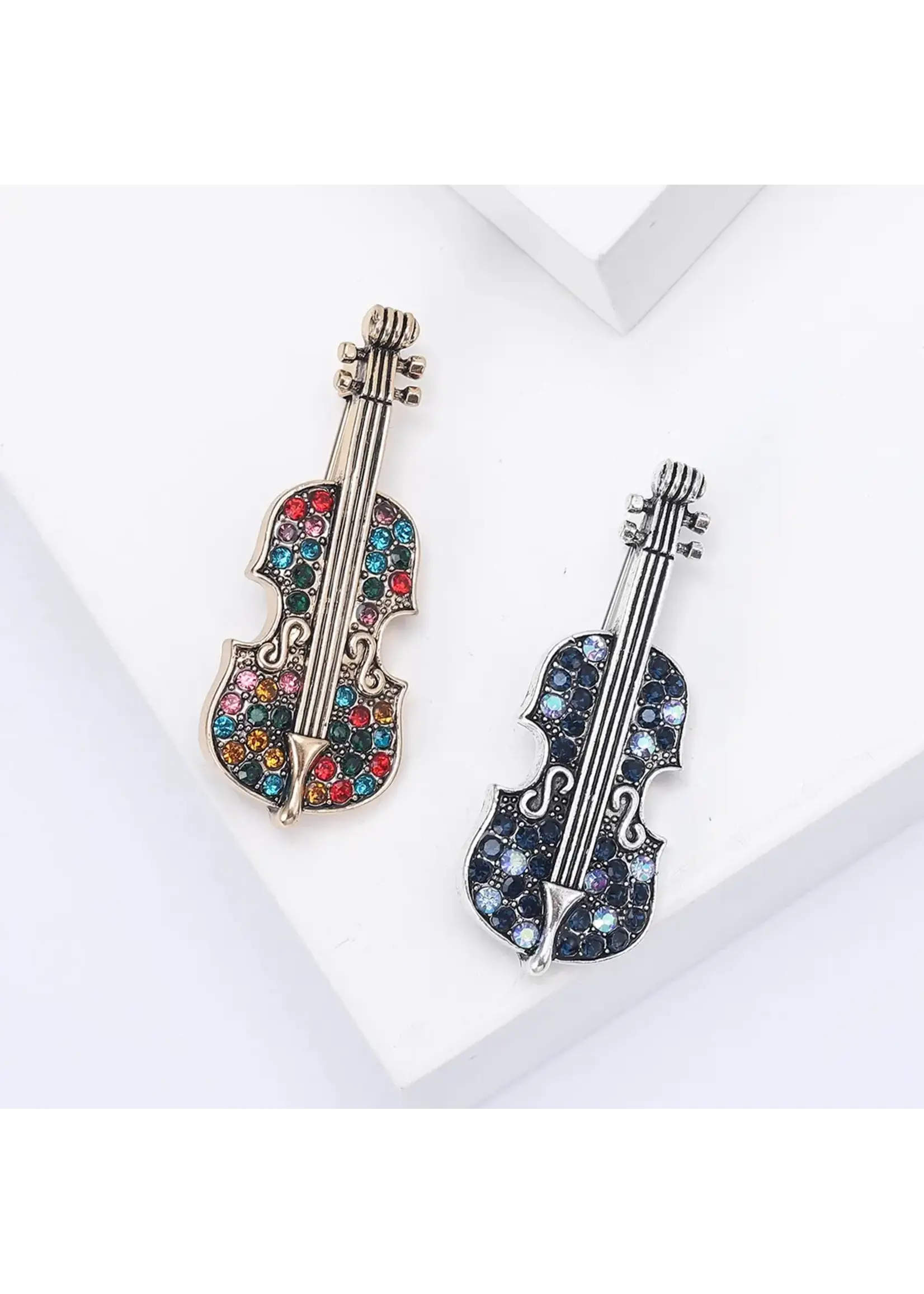 Brooch Violin with Rhinestones