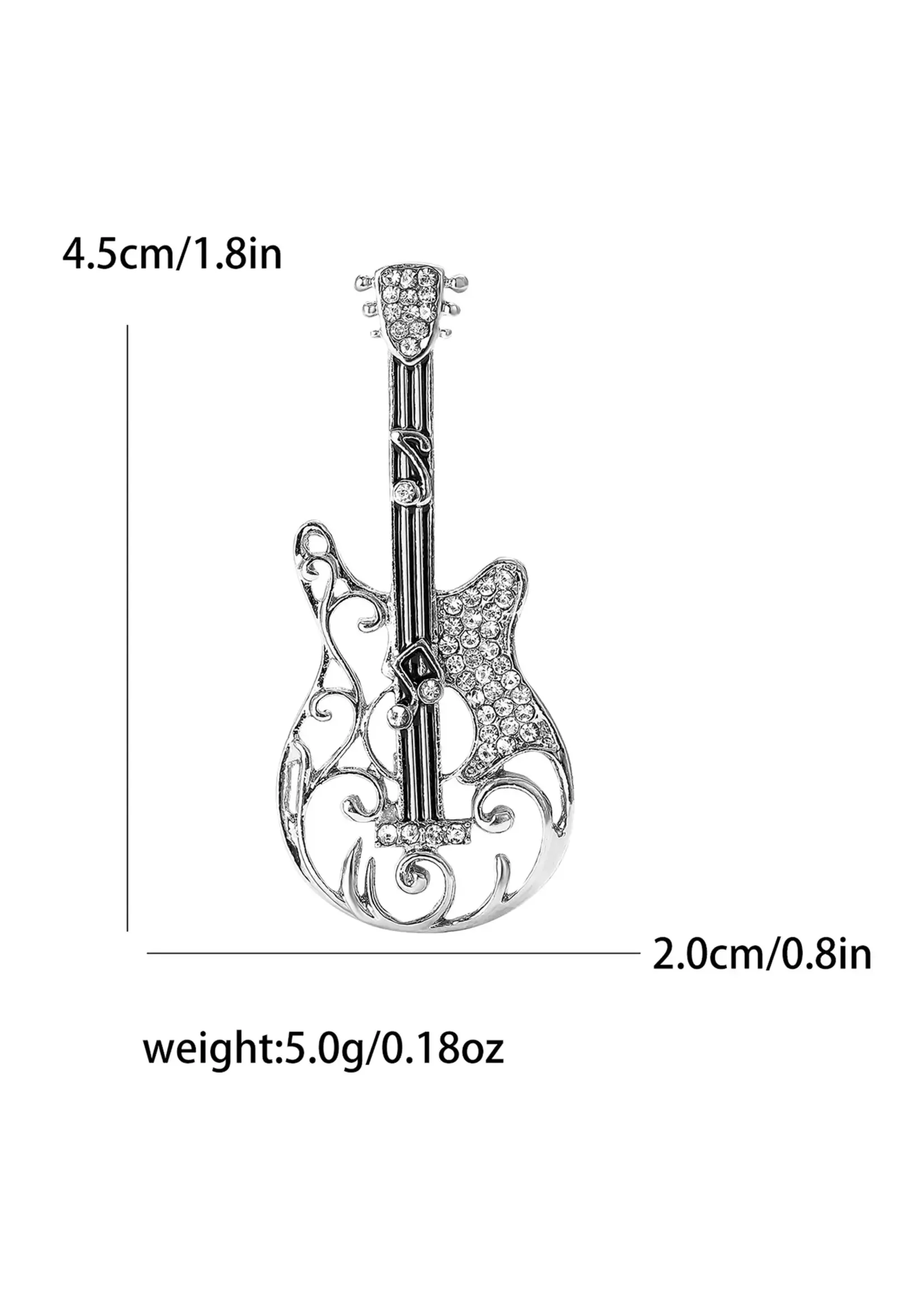 Brooch Contemporary Filigree Rhinestone Guitar