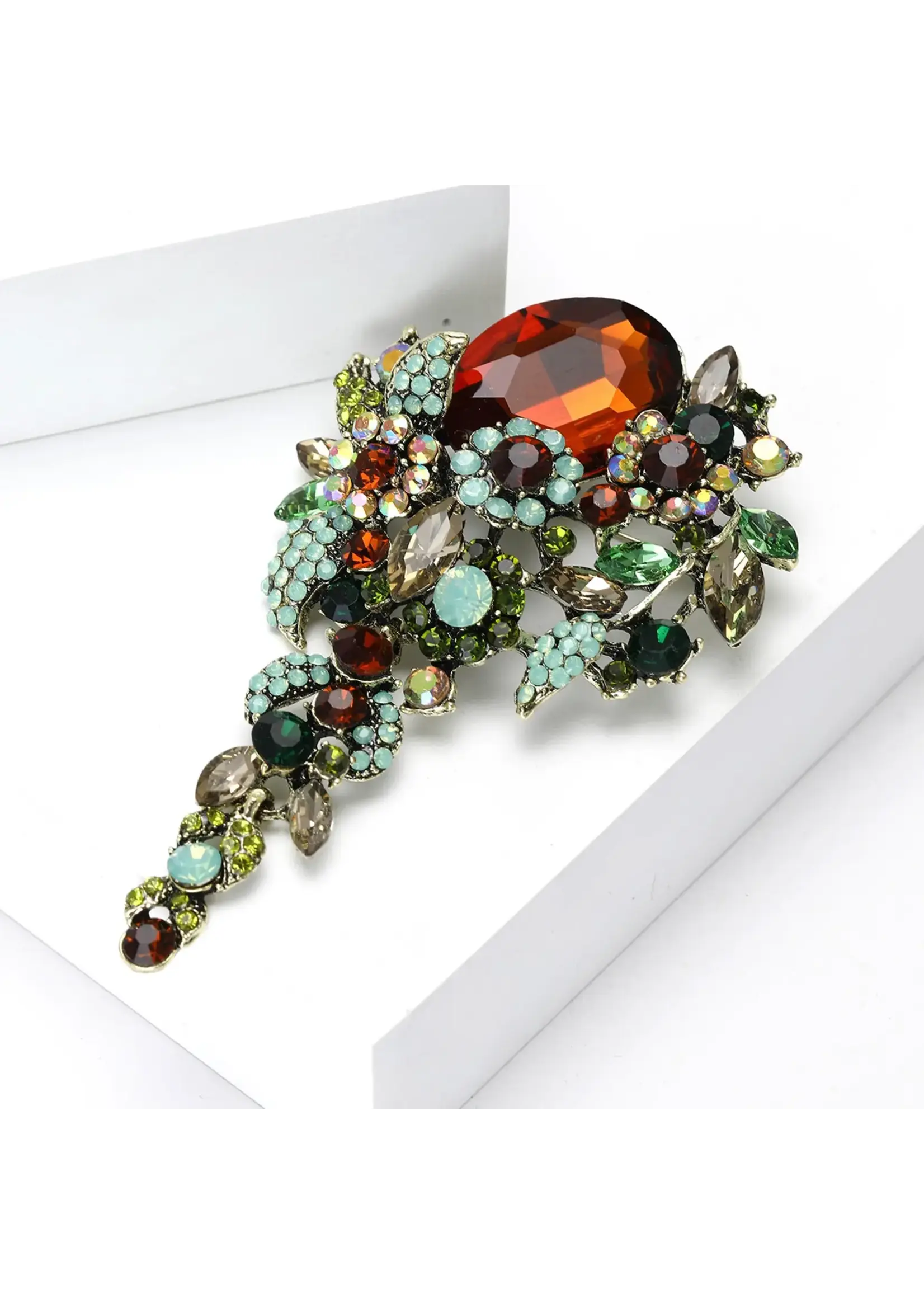 Brooch Large Flower Crystal