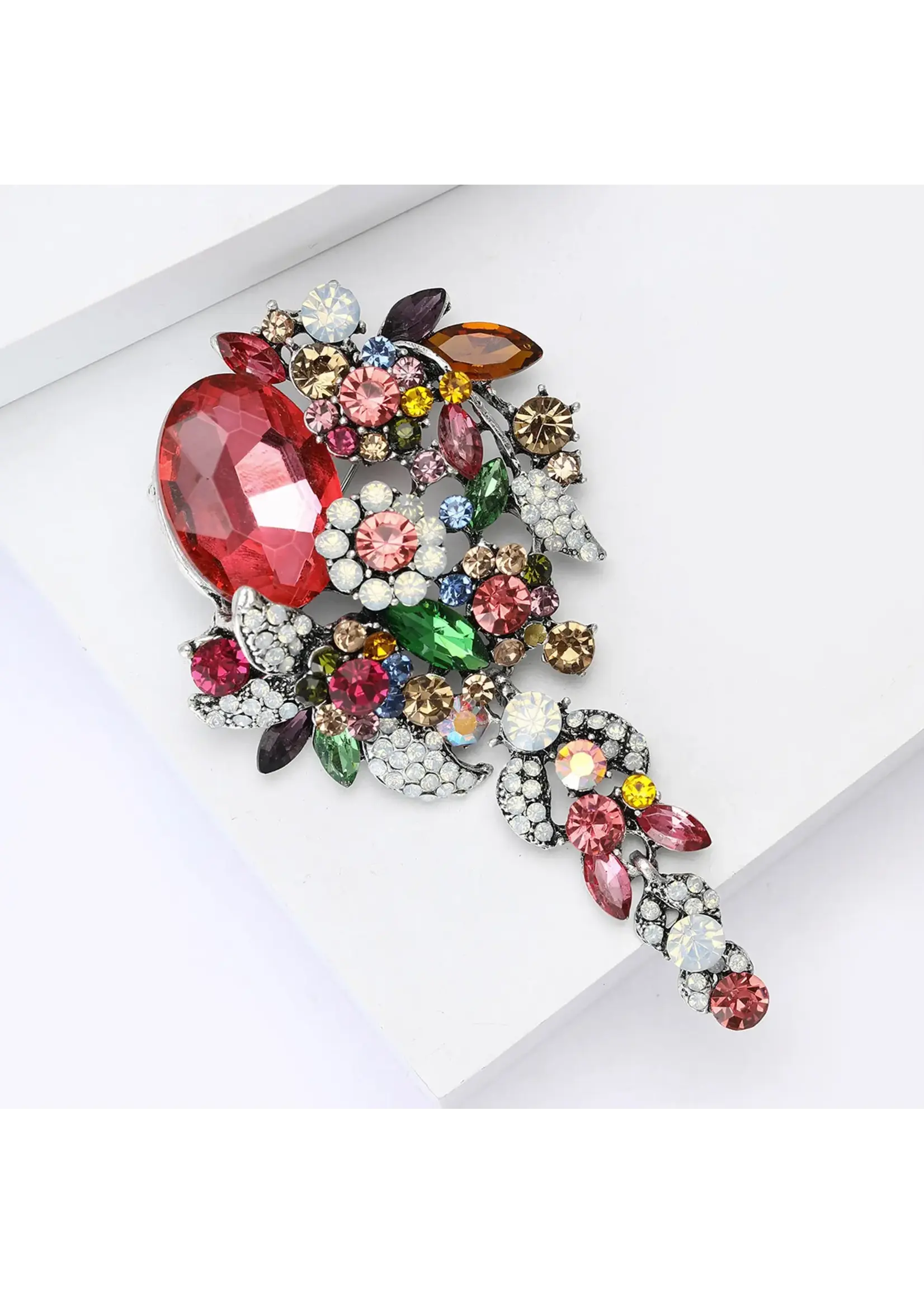 Brooch Large Flower Crystal