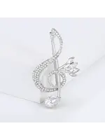 Brooch Music Note with Rhinestones