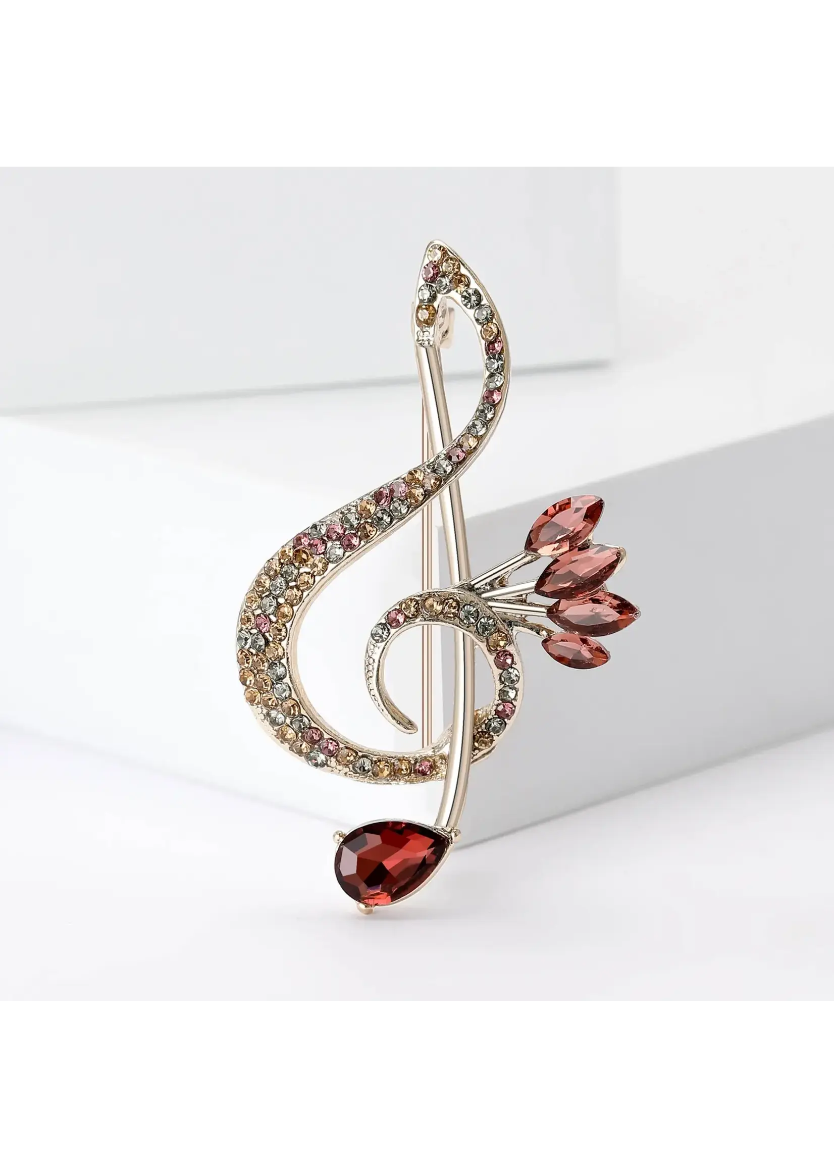 Brooch Music Note with Rhinestones